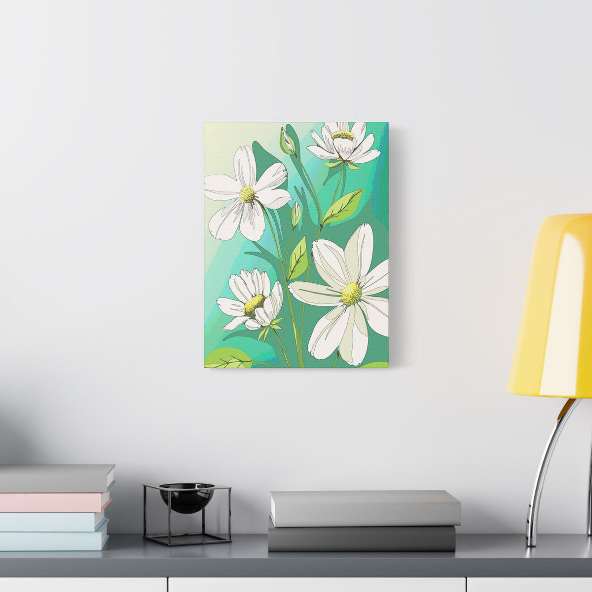 Matte Canvas, Stretched, 1.25" White Flowers