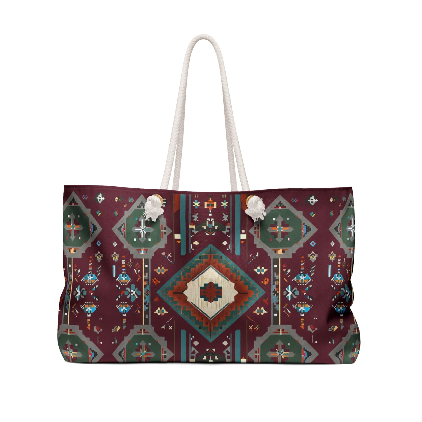 Ethnic Print Weekender Bag, Stylish Travel Tote