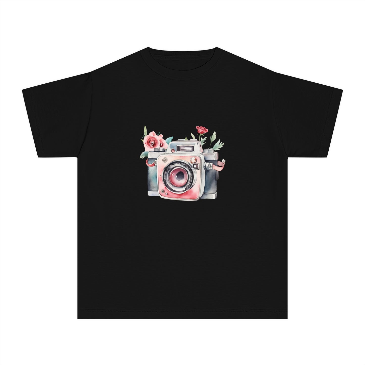 Floral Camera Youth Tee, Cute Teen Shirt, Photography Lover Gift, Artistic Kids Apparel, Unique Youth T-Shirt, Spring or Summer Style