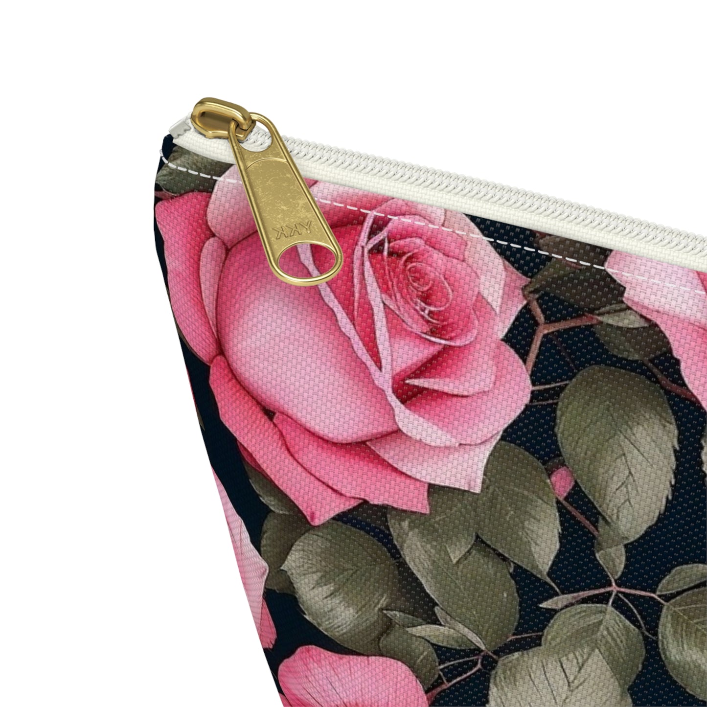Floral Accessory Pouch, Pink Rose Makeup Bag, Travel Toiletry Case, Elegant Flower Pouch, Gift for Her