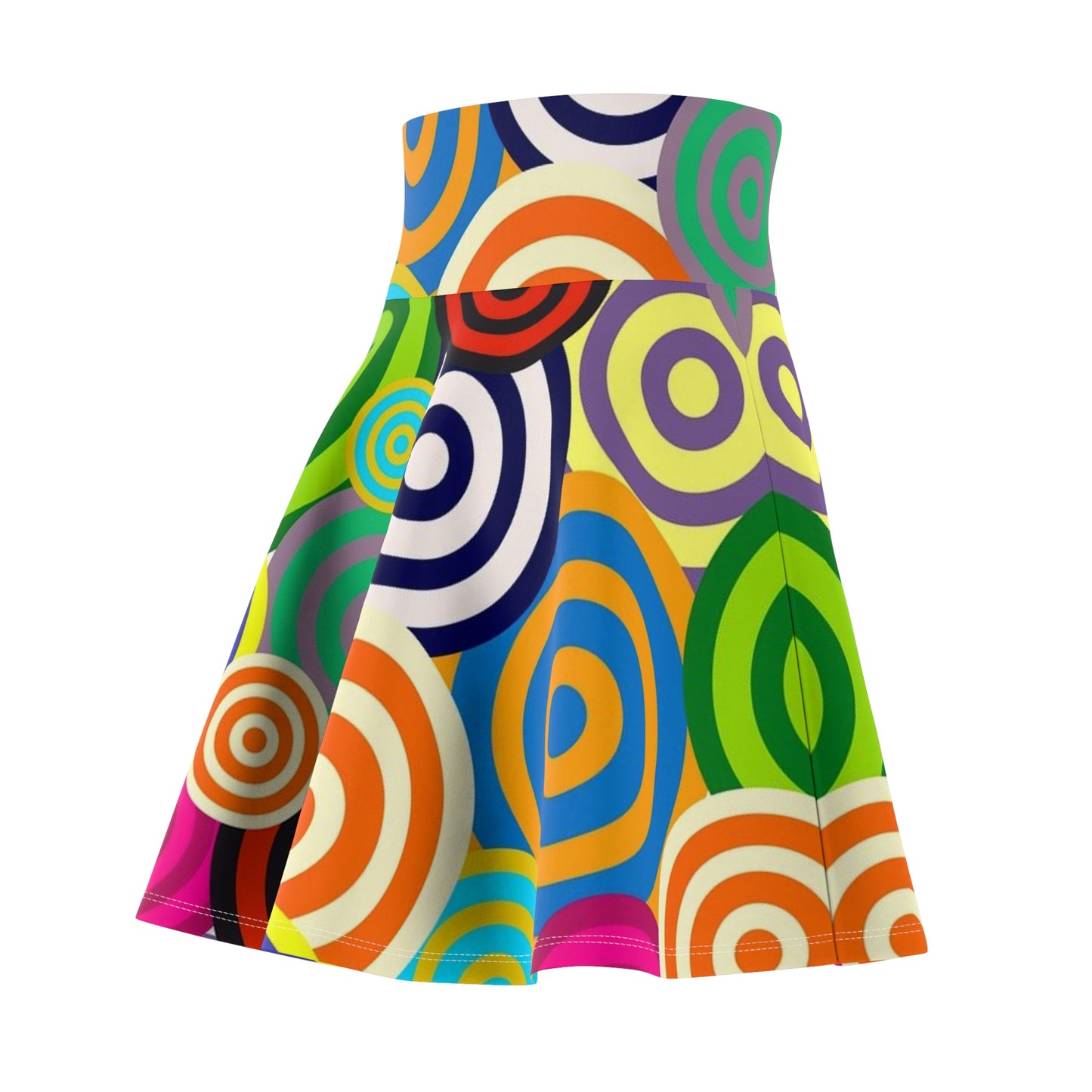 Colorful Spiral Print Women's Skater Skirt, Casual Summer Skirt, Festival Outfit, Bohemian Style, Vibrant AOP Design, Gift for Her