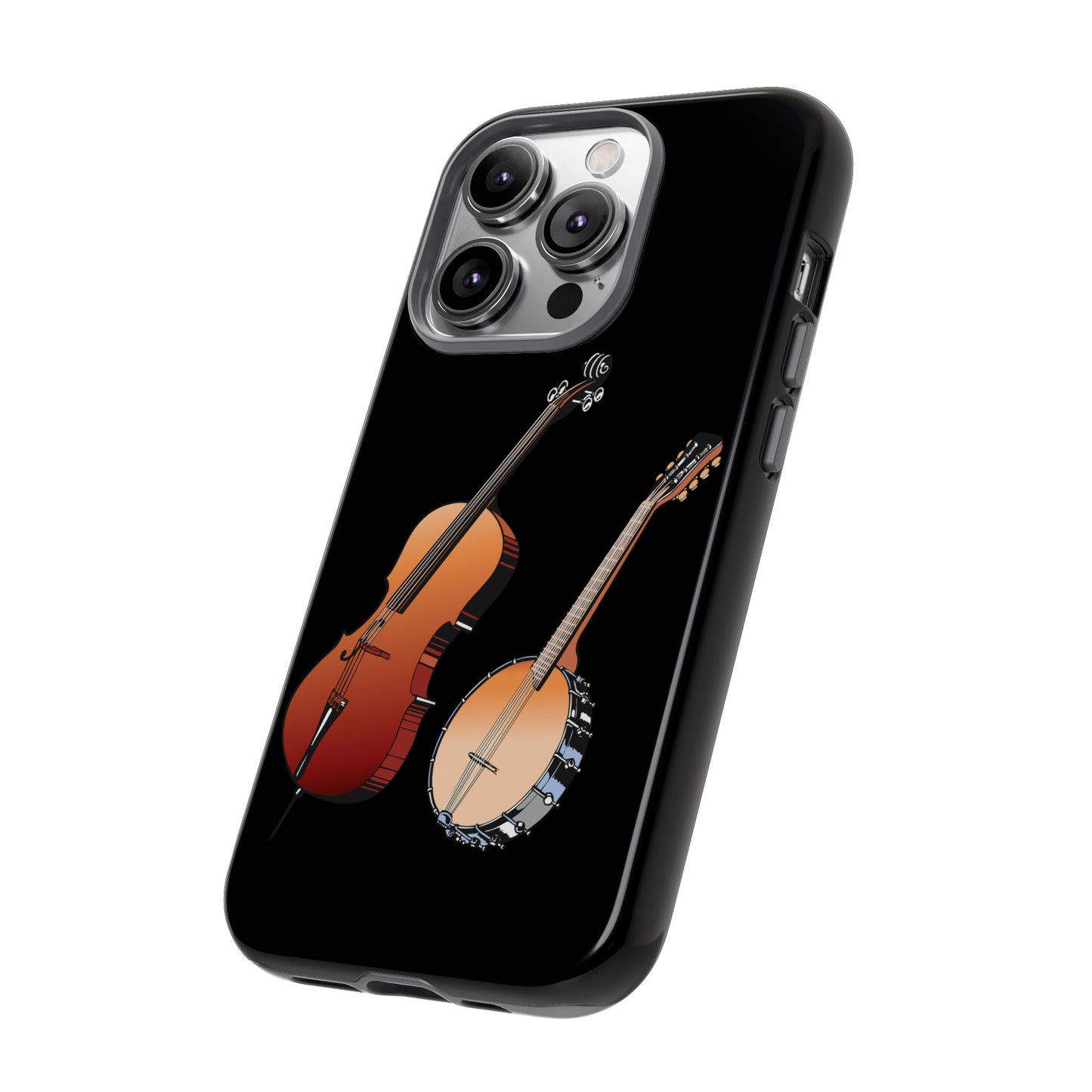 Musical Instrument Phone Case - Violin & Banjo Design, Music Lover Gift, Unique Phone Cover, Holiday Gift, Durable Tough Cases