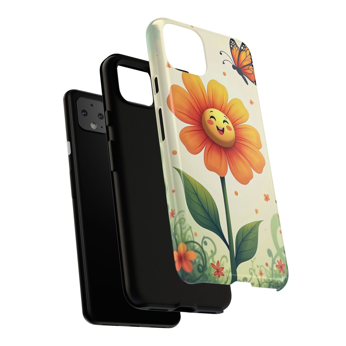 Floral Phone Case with Butterfly Design, Cute Flower Phone Cover for Nature Lovers, Eco-Friendly Gift, Spring Vibes, Birthday Present