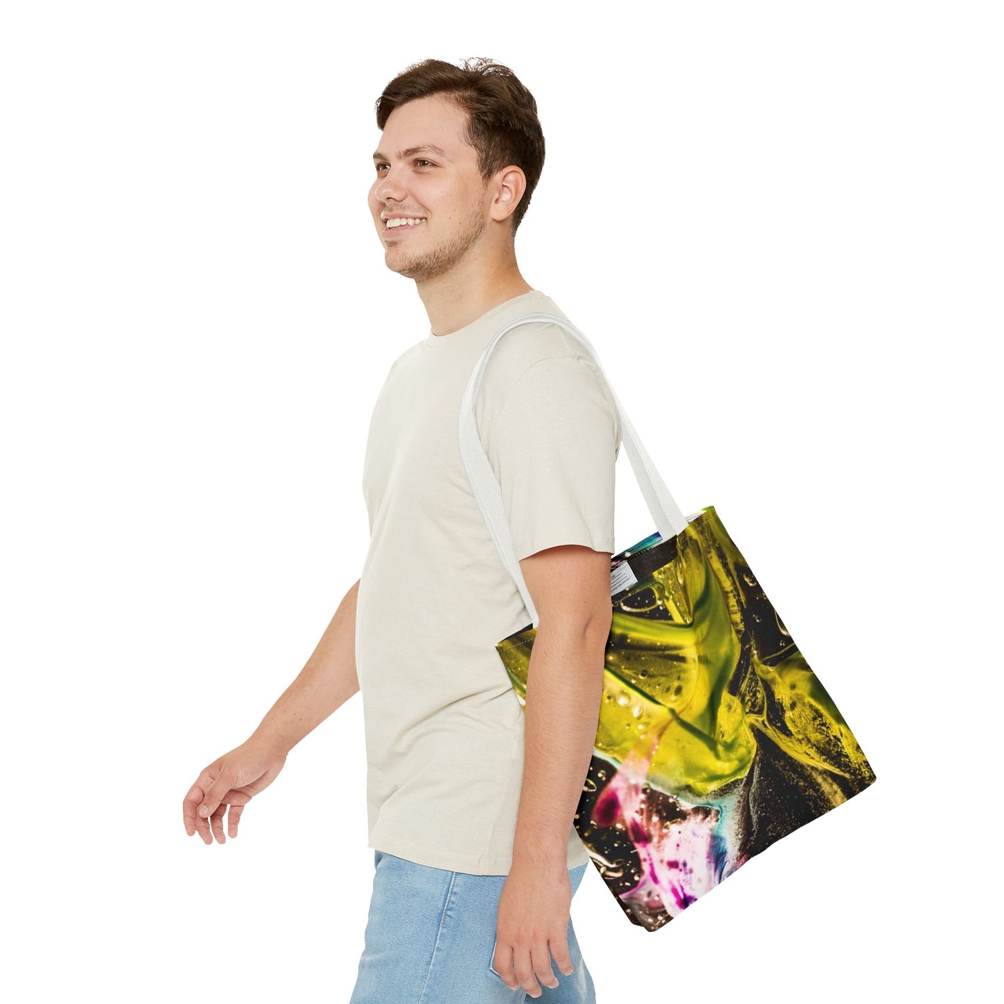 Vibrant Abstract Art Tote Bag, Colorful Reusable Shopper