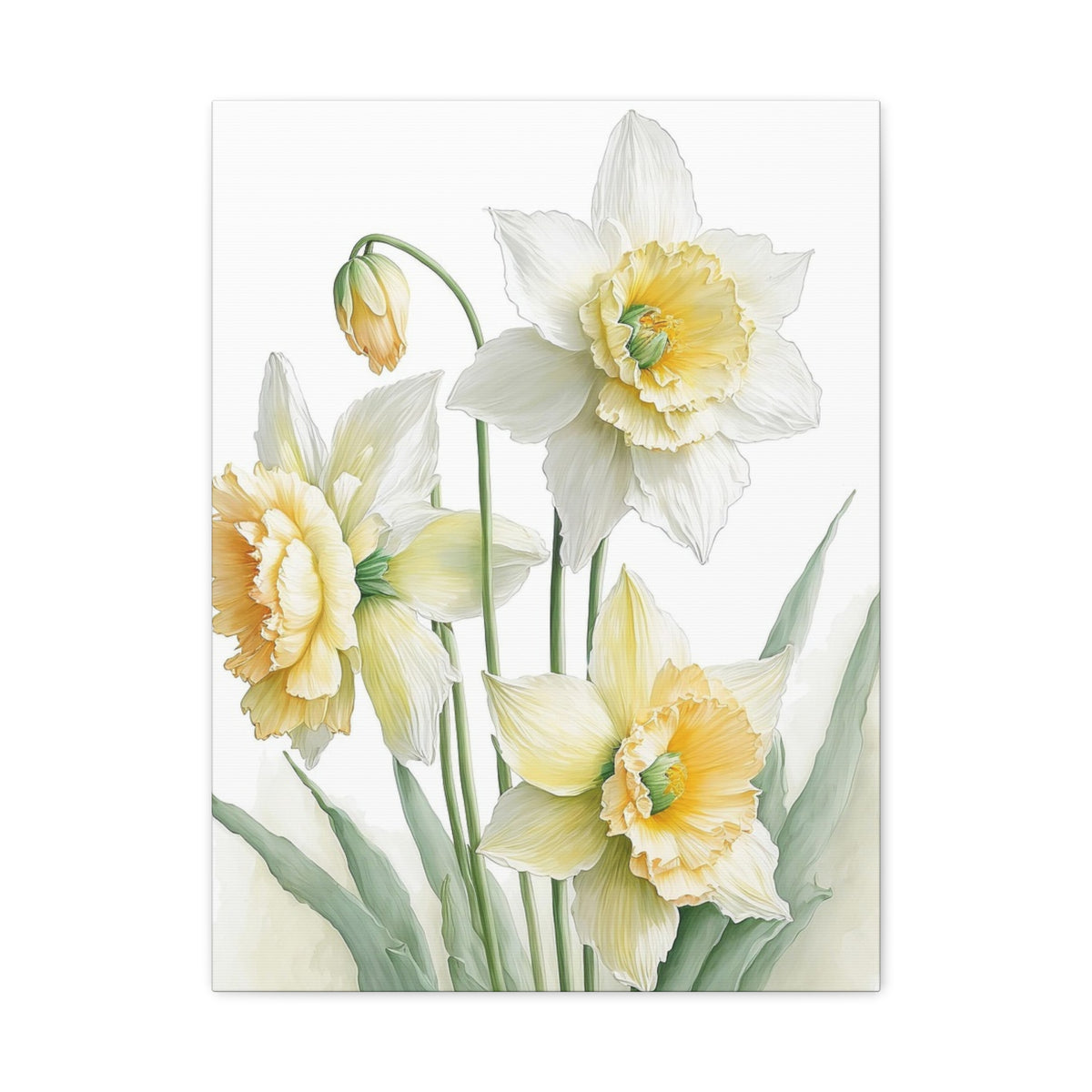 Matte Canvas, Stretched, 1.25" beautiful flowers white and yellow.