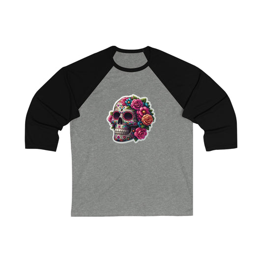 Sugar Skull Floral Baseball Tee