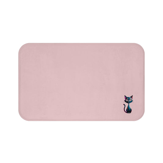 Pink Cat Bath Mat, Cute Bathroom Decor, Cat Lover Gift, Soft Absorbent Mat, Pet-Themed Home Essentials, Pink Cat Decor