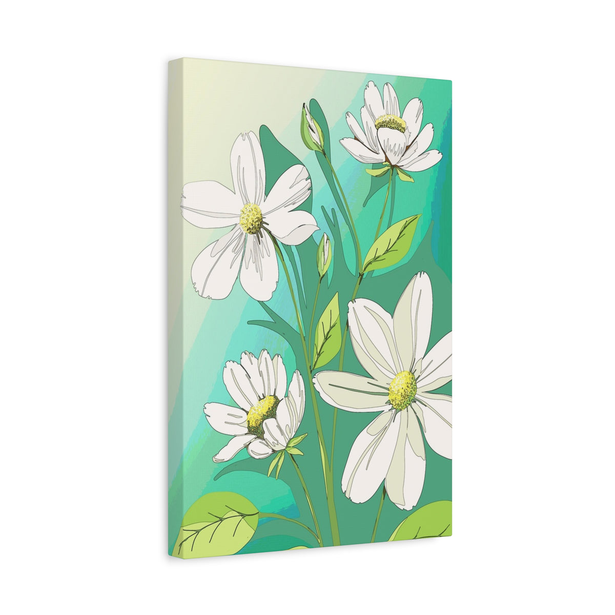 Matte Canvas, Stretched, 1.25" White Flowers