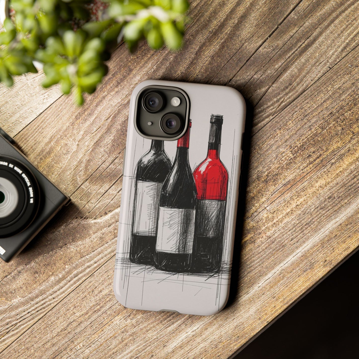 Wine Lover's Phone Case, Tough Phone Cover, Artistic Wine Design, Gift for Wine Enthusiasts, Customizable Case, Unique Wine Art
