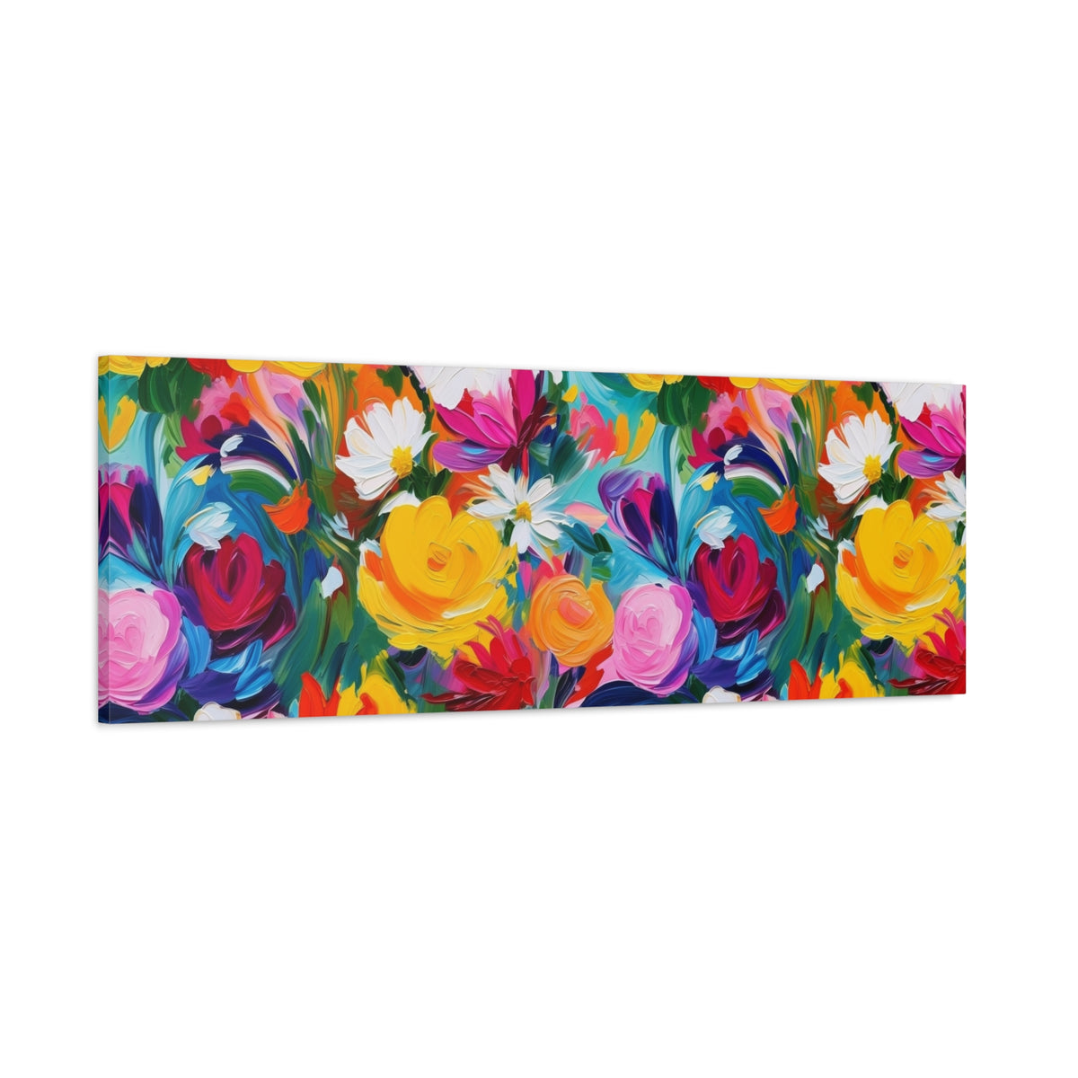 Vibrant Floral Matte Canvas Wall Art — Colorful Garden Print, Stretched 1.25"