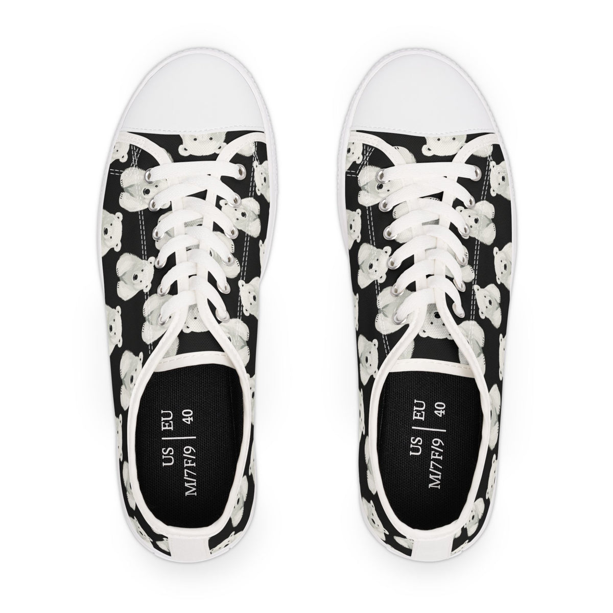 Polar Bear Pattern Low Top Sneakers — Cute Women's Canvas Shoes
