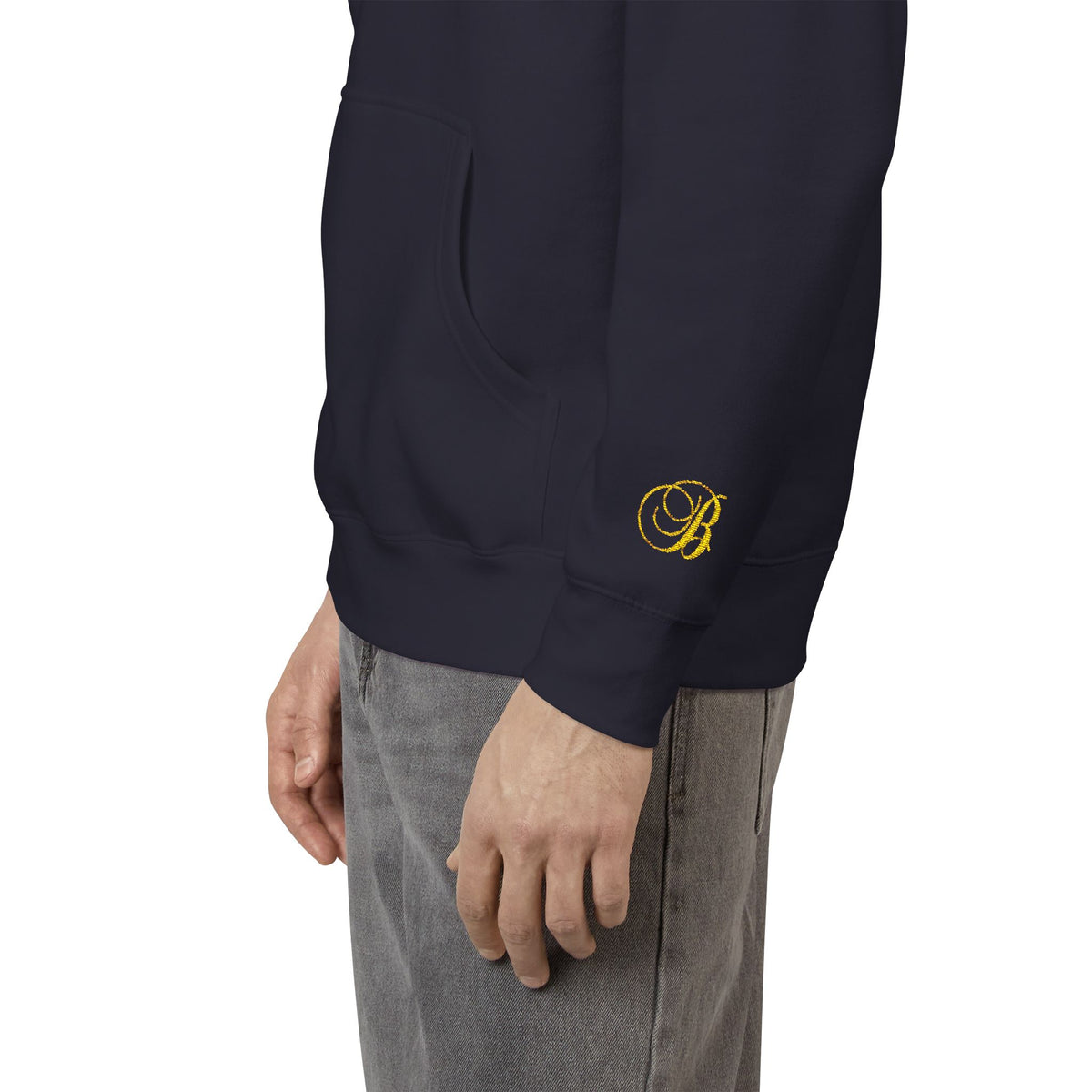 Coral Gold Floral Initial Hoodie — Monogram 'B' Casual Pullover