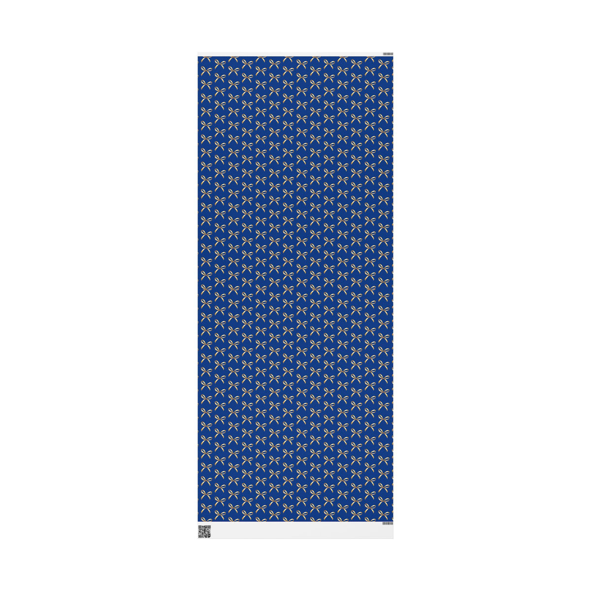 Wrapping Paper — Blue Gift Wrap with Gold Ribbon Pattern