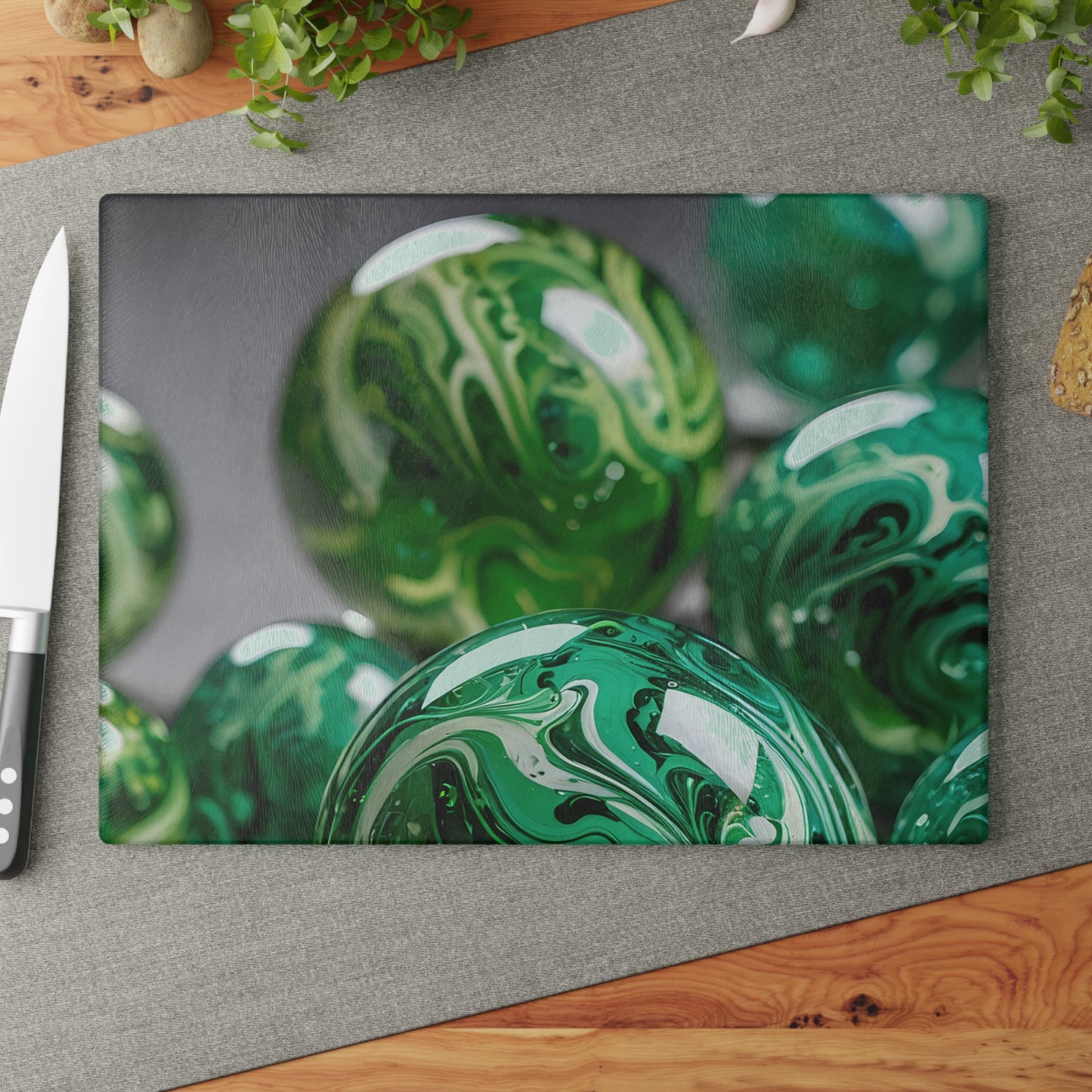 Artistic Glass Cutting Board with Marble Effect, Home Decor, Kitchen Gif
