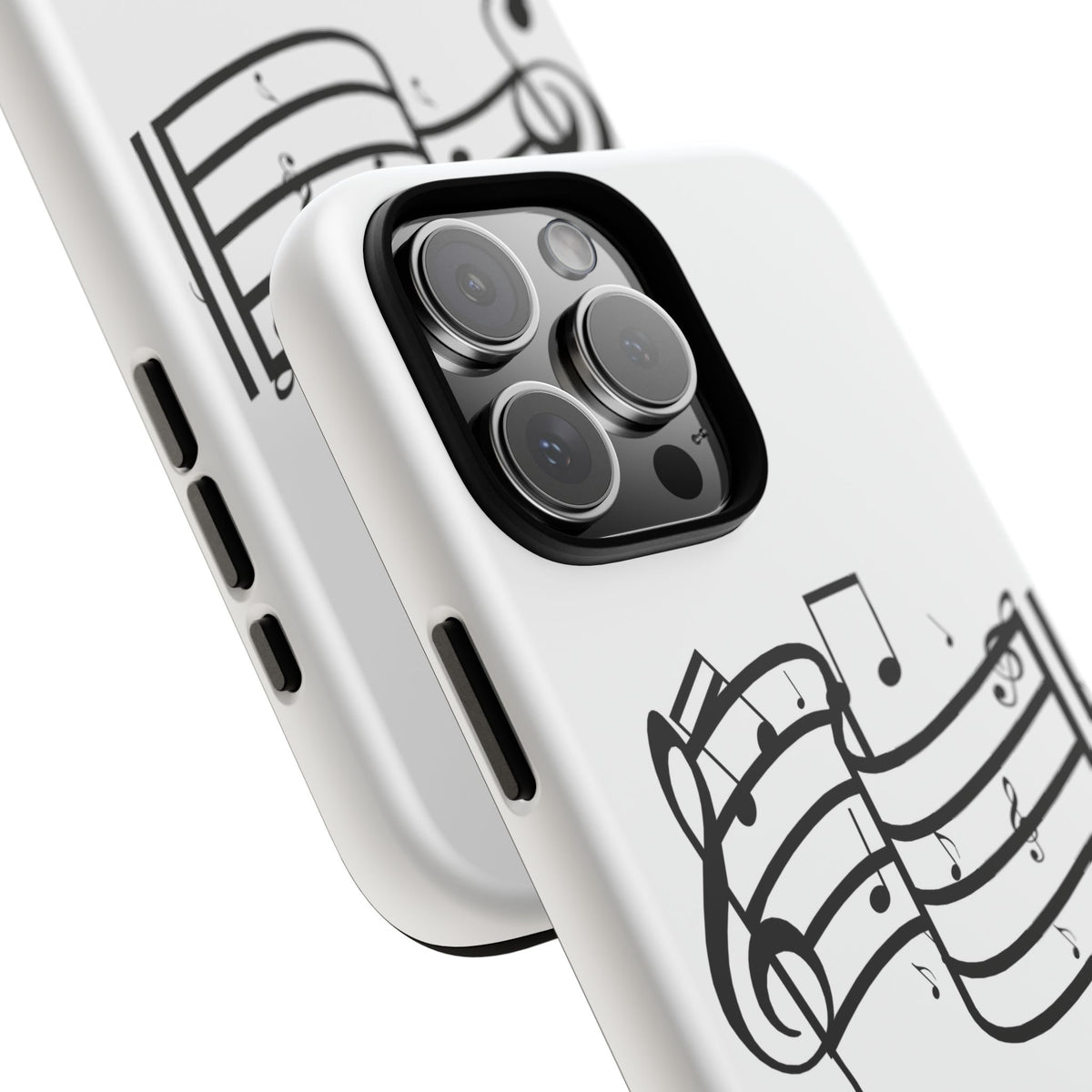 Musical Notes Phone Case — Black Treble Clef Music Staff Tough Case