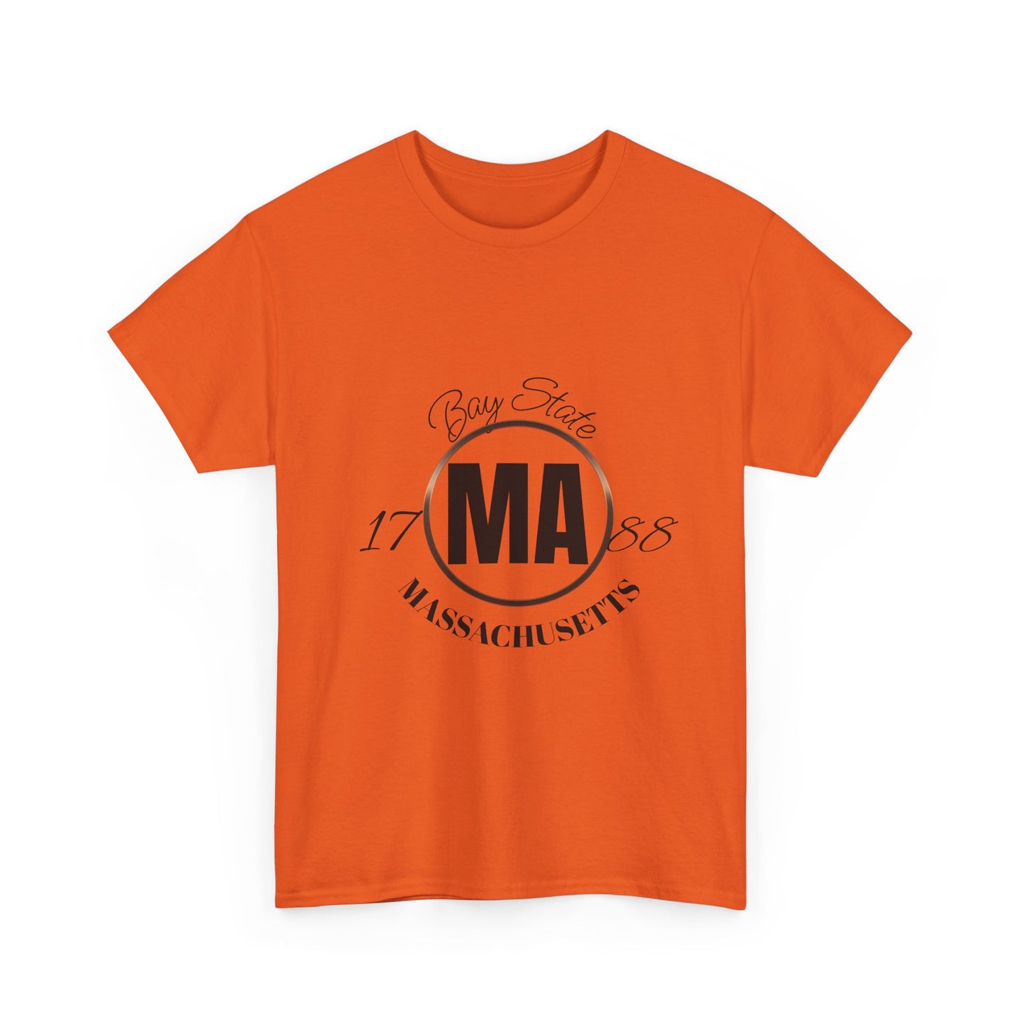 Unisex Heavy Cotton Tee with Massachusetts Design, Casual Wear, Gift for Him/Her, Travel Souvenir, Vintage Style