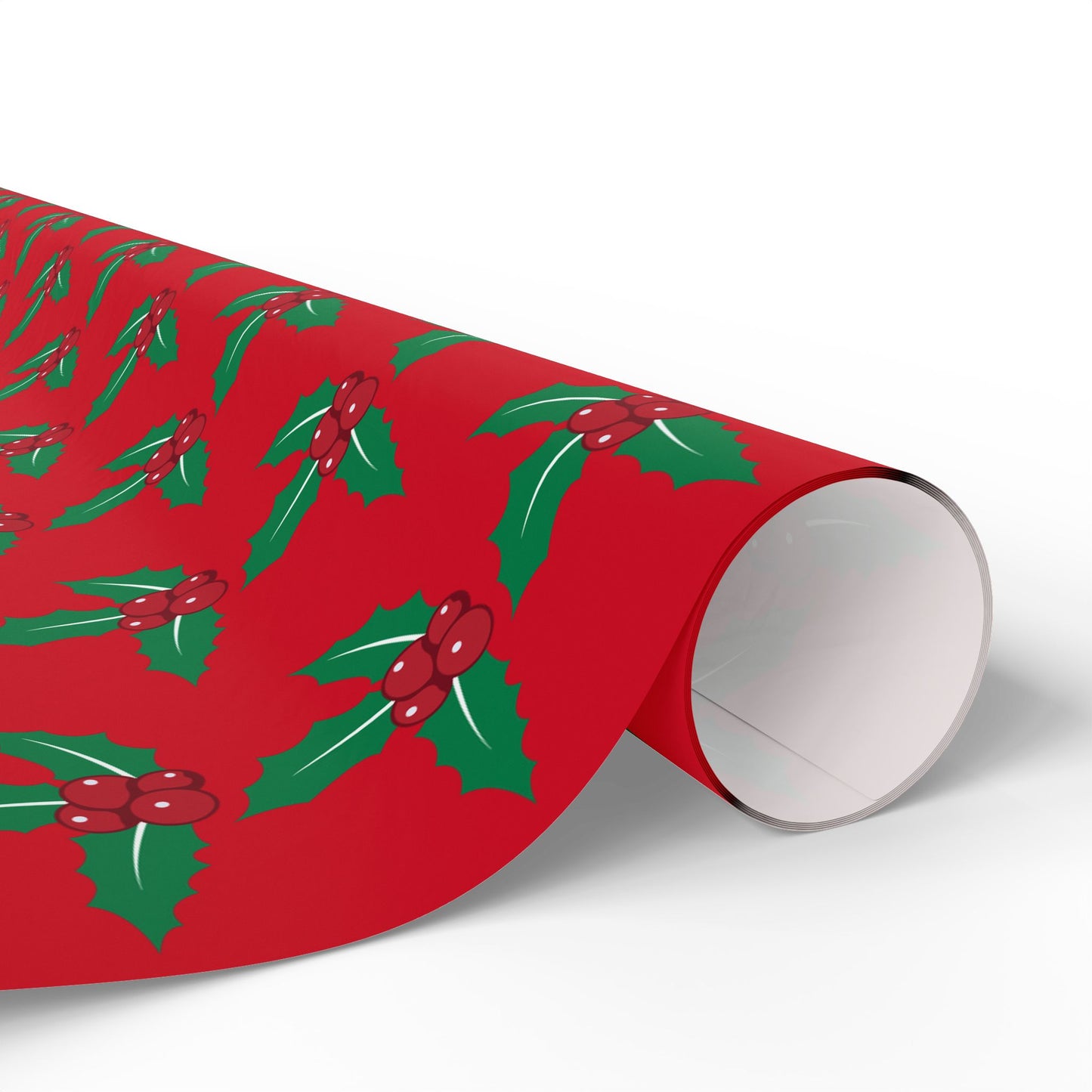 Festive Wrapping Paper Roll | Holiday Gift Wrap | Christmas Gift Wrap | Red Holly Design | Eco-Friendly Gift Wrap