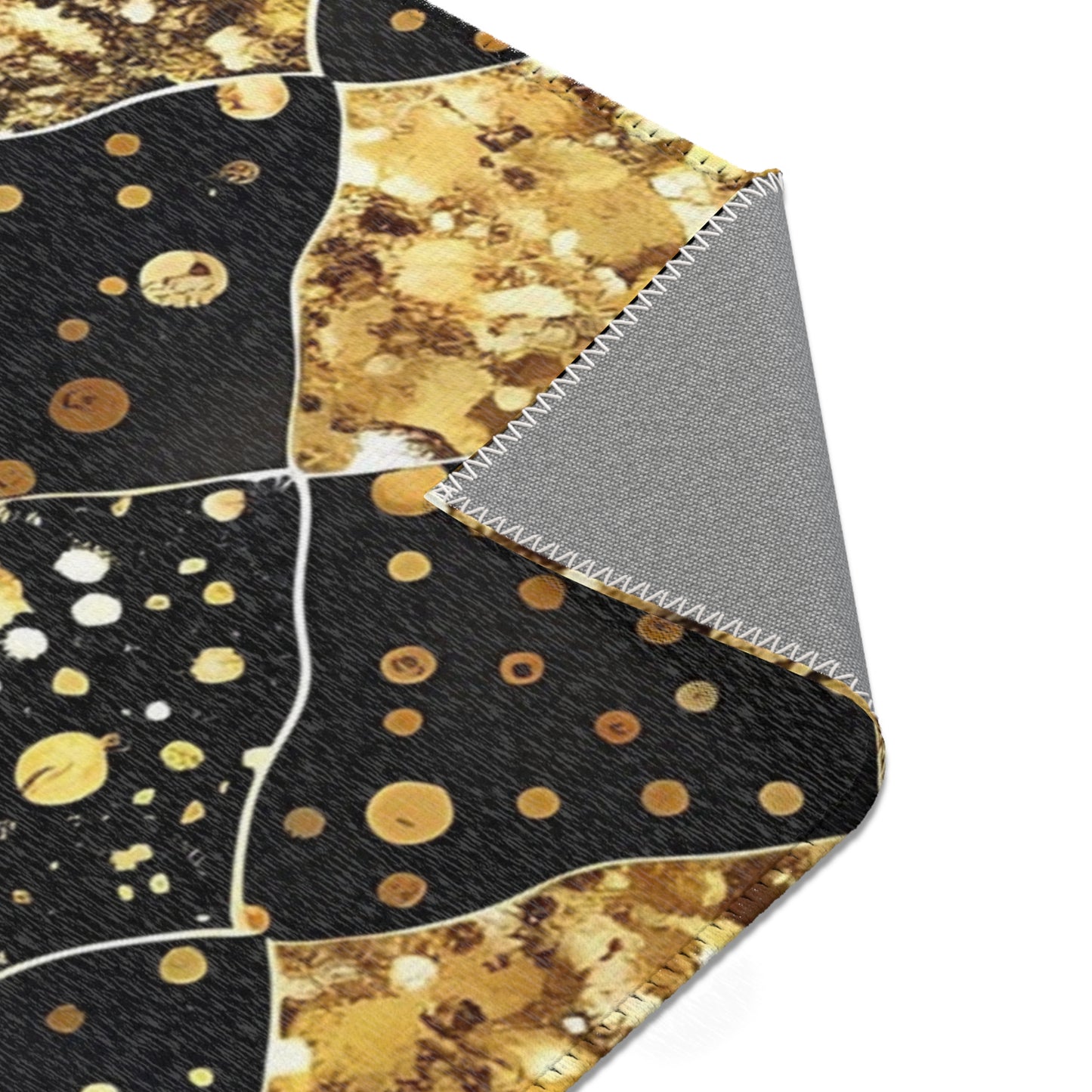 Elegant Area Rug with Gold and Black Pattern