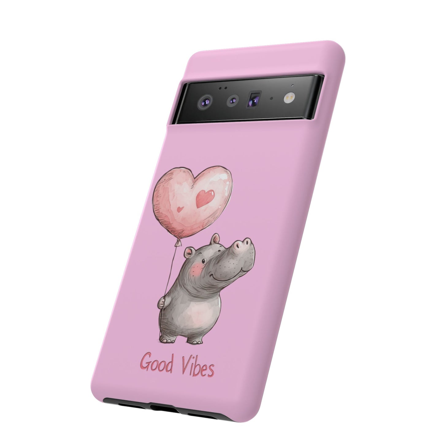 Cute Hippo Phone Case | Good Vibes, Gift for Friends, Cute Phone Accessories, Animal Lover Gift, Happy Phone Cover