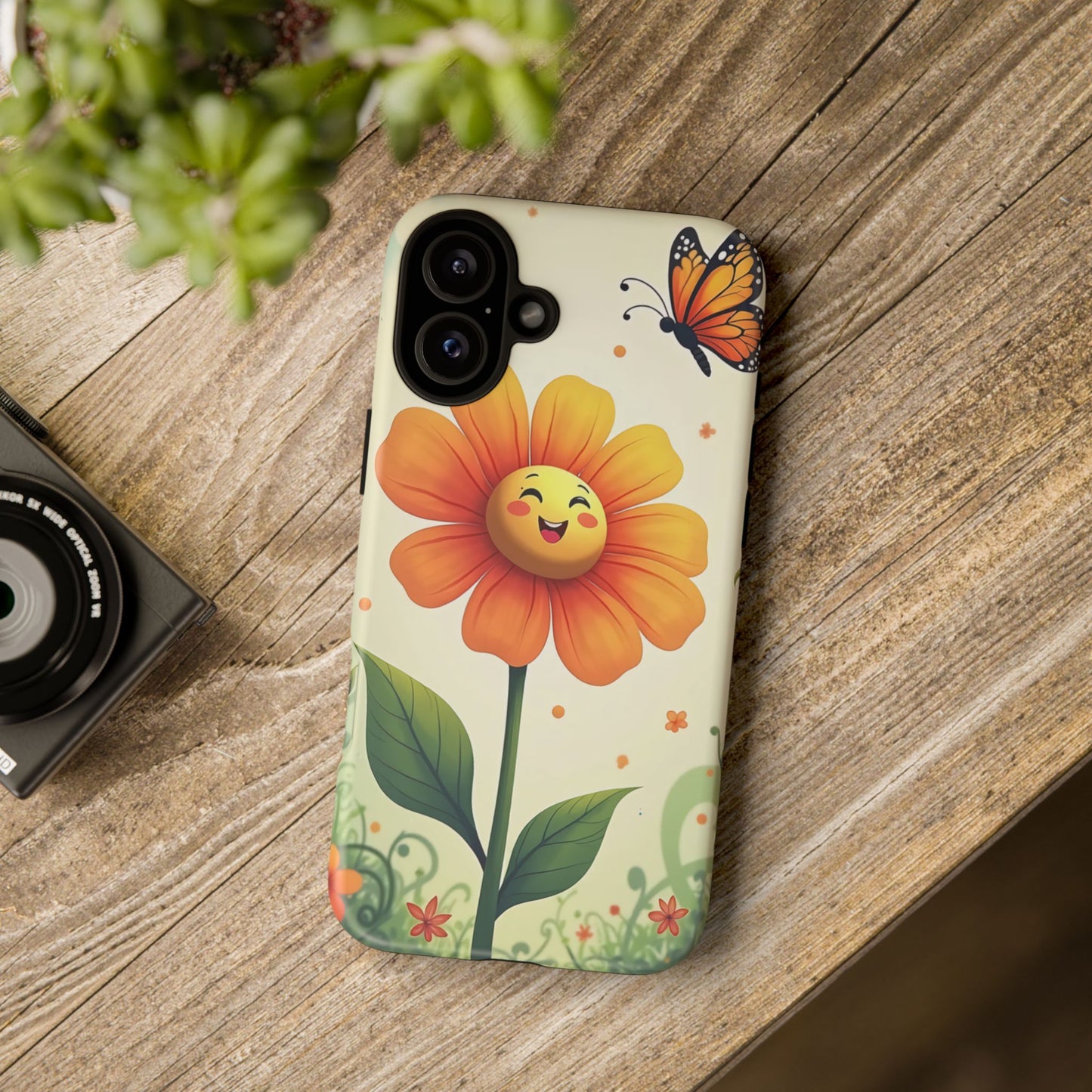Floral Phone Case with Butterfly Design, Cute Flower Phone Cover for Nature Lovers, Eco-Friendly Gift, Spring Vibes, Birthday Present