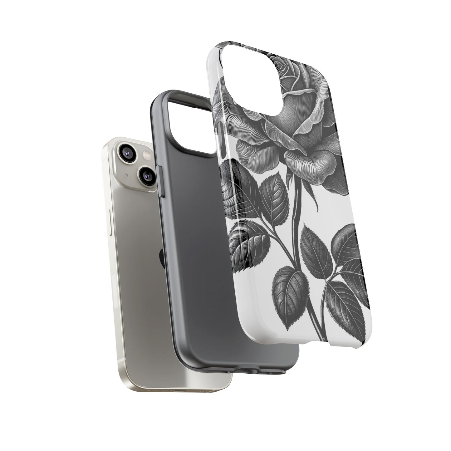 Elegant Floral Phone Case - Tough Cases, Black Rose Design, Floral Phone Cover, Stylish Phone Accessory, Gift for Her, Mother's Day