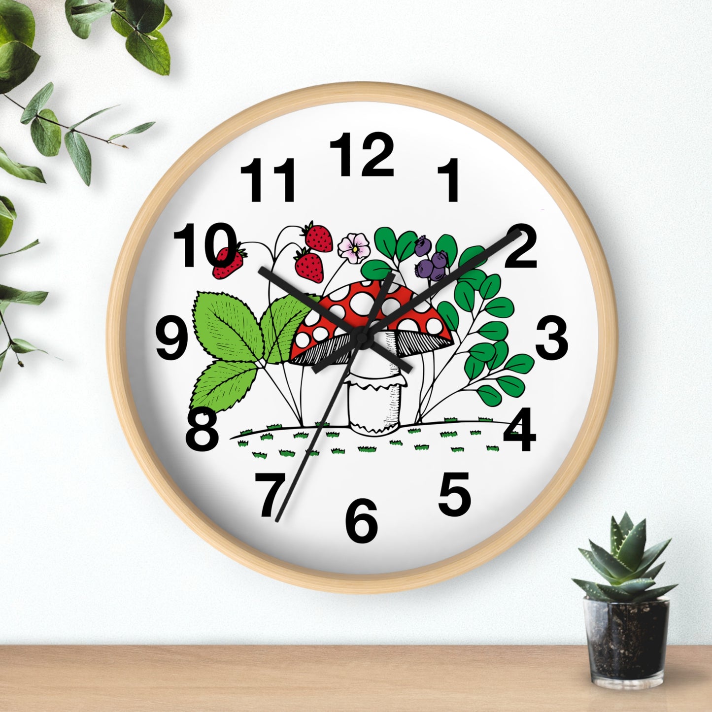 Whimsical Mushroom Wall Clock - Enchanting Home Decor, Boho Aesthetic, Unique Gift for Nature Lovers, Kids Room, Garden Theme