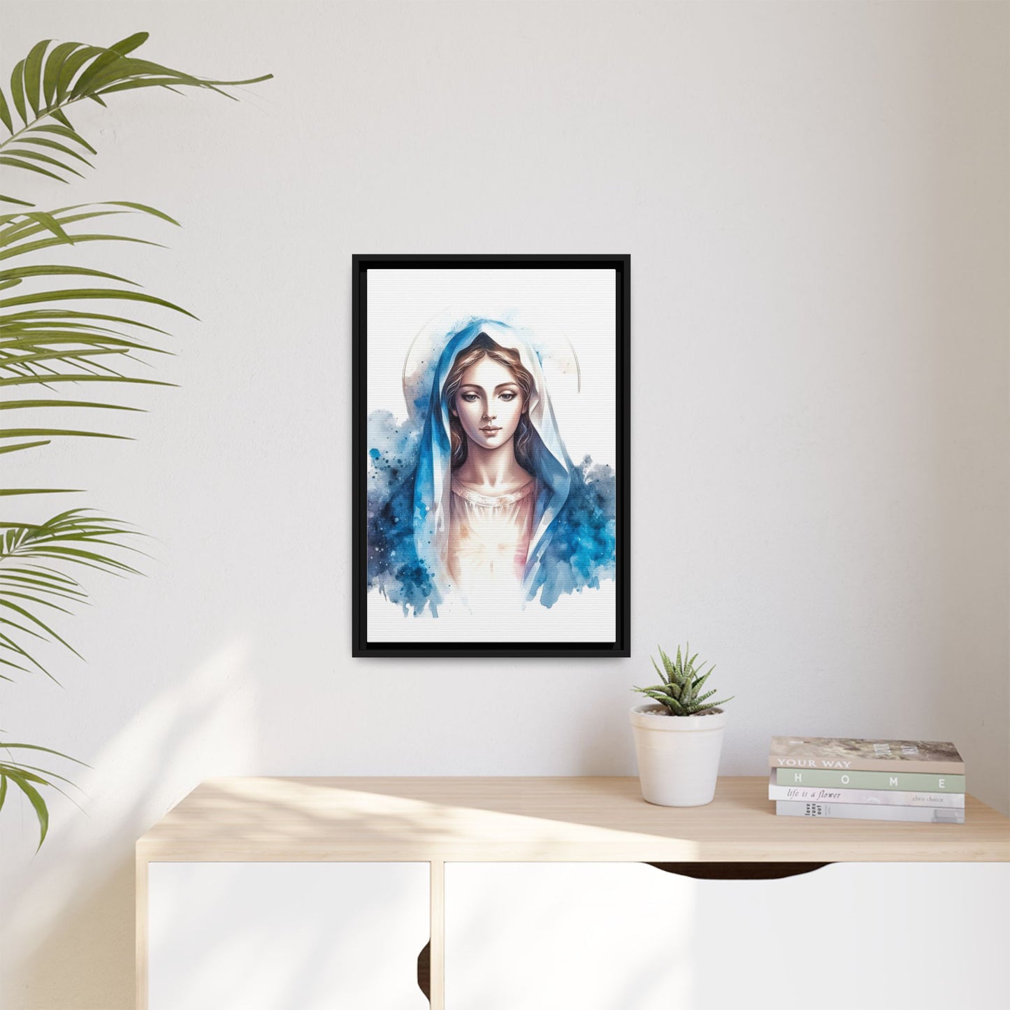 Framed Canvas Art Print, Spiritual Decor, Religious Artwork, Wall Decor, Gift for Faith, Elegant Home Decoration