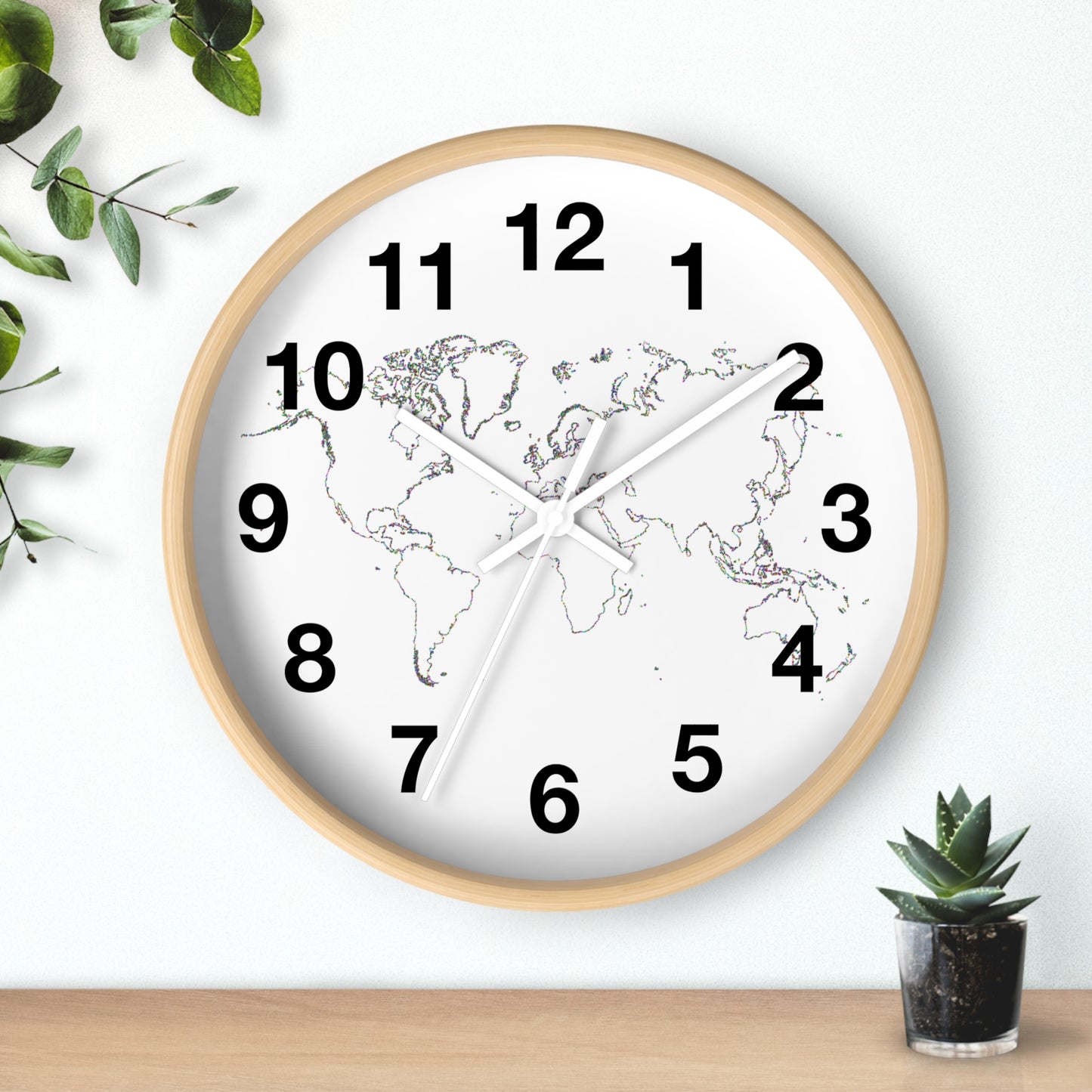 World Map Wall Clock, Unique Home Decor, Travel Enthusiast Gift, Modern Timepiece, Educational Wall Art