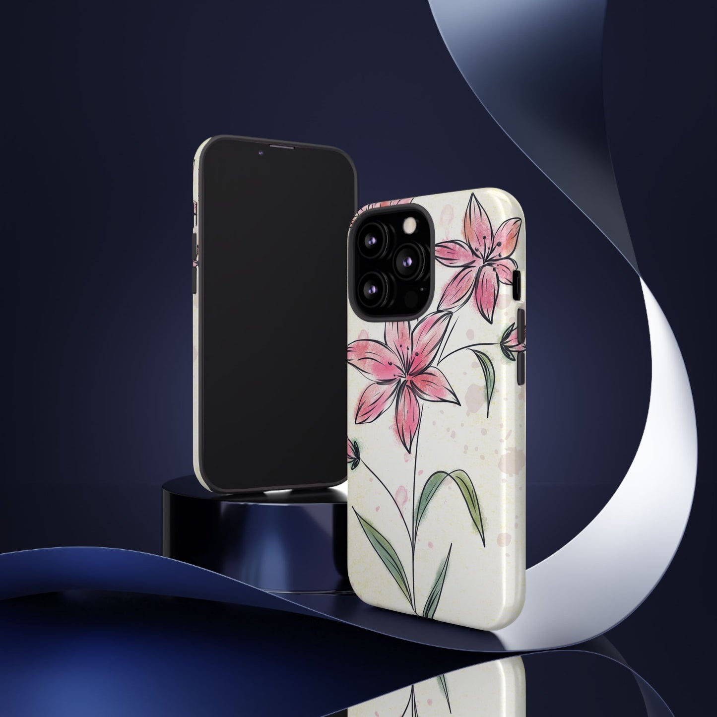 Floral Phone Case with Elegant Pink Lilies, Cute Floral Accessories, Phone Protection, Gift for Her, Stylish Cell Phone Cover