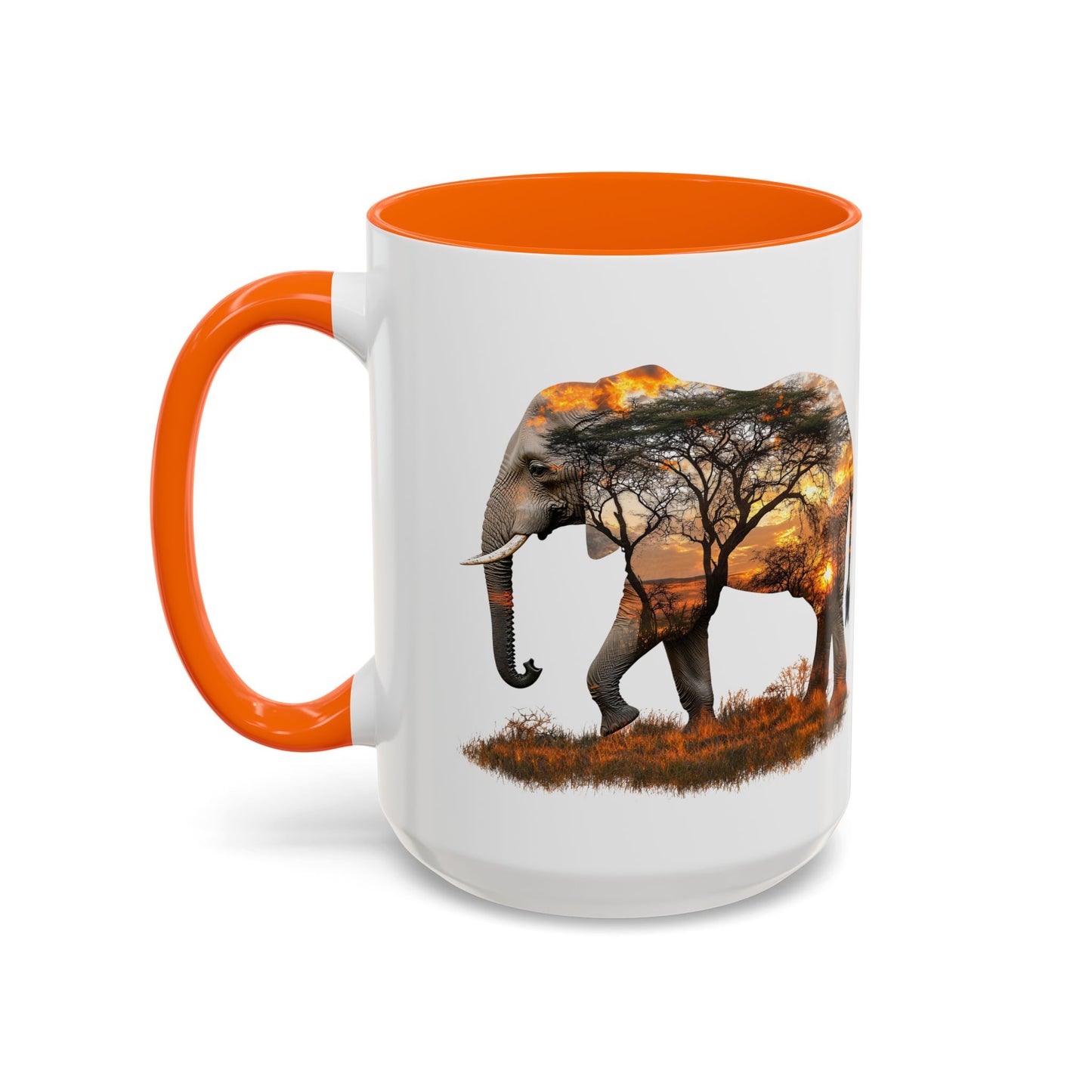 Elegant Elephant Accent Coffee Mug - Nature Lover Gift, Animal Lover Mug, Unique Home Decor, Wildlife Conservation, Travel Mug
