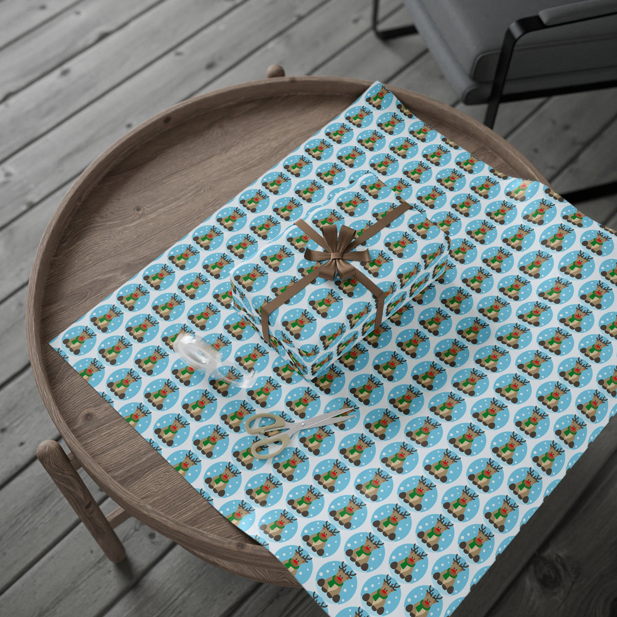 Wrapping Paper — Cheerful Reindeer Pattern Holiday Gift Wrap