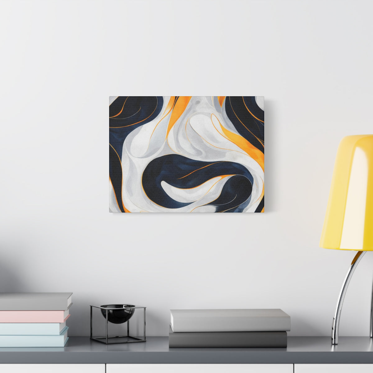Abstract Navy & Gold Swirl Matte Canvas Wall Art
