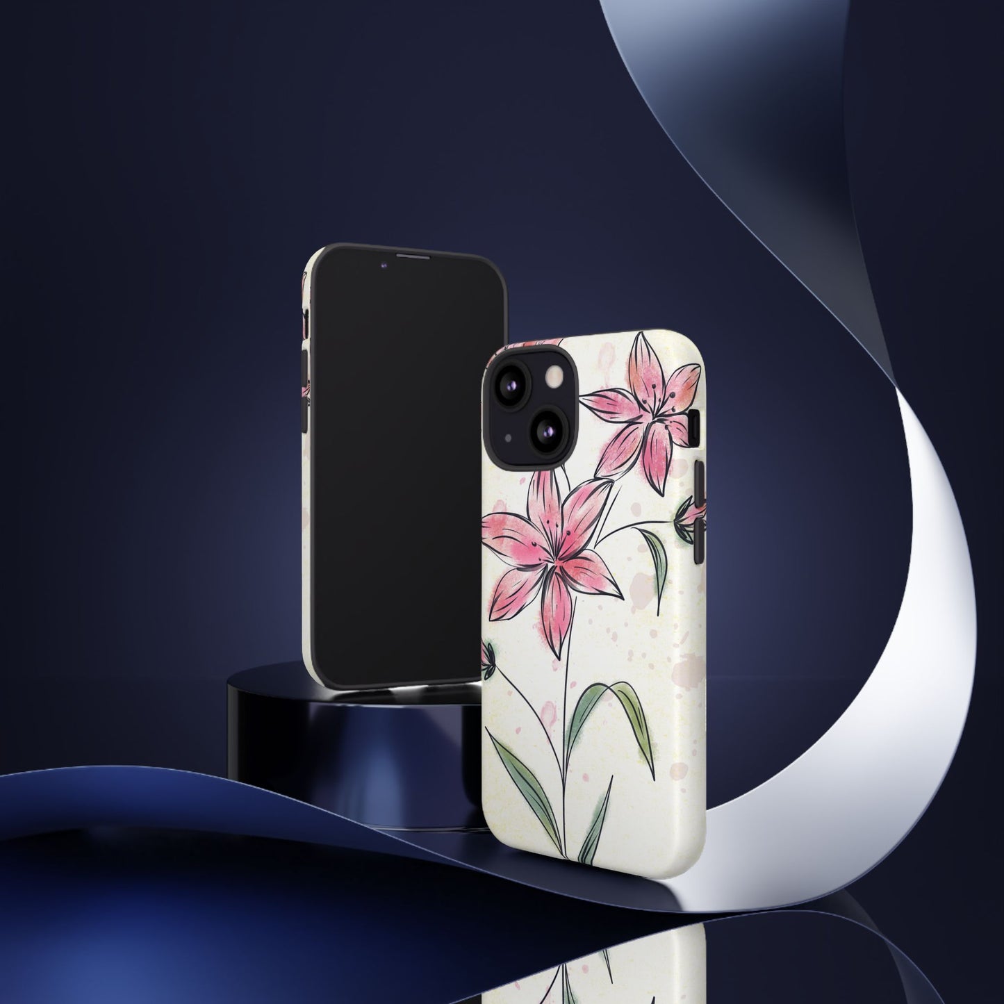 Floral Phone Case with Elegant Pink Lilies, Cute Floral Accessories, Phone Protection, Gift for Her, Stylish Cell Phone Cover