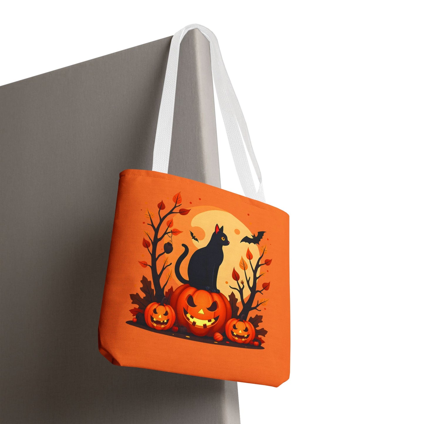 Halloween Cat Tote Bag | Spooky Halloween Accessory, Trick or Treat, Gift for Cat Lovers, Fall Fashion Must-Have, Pumpkin Decor