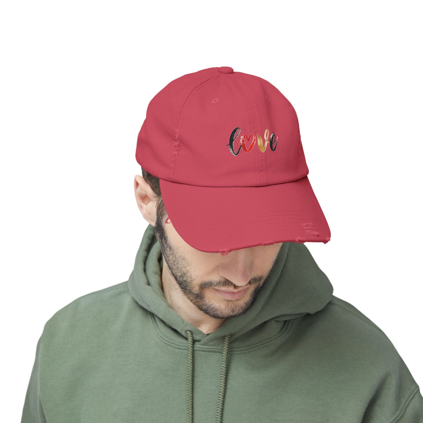 Distressed Love Cap - Casual Unisex Hat for Everyday Wear, Gift for Her, Summer Accessory, Trendy Streetwear, Distressed Cap