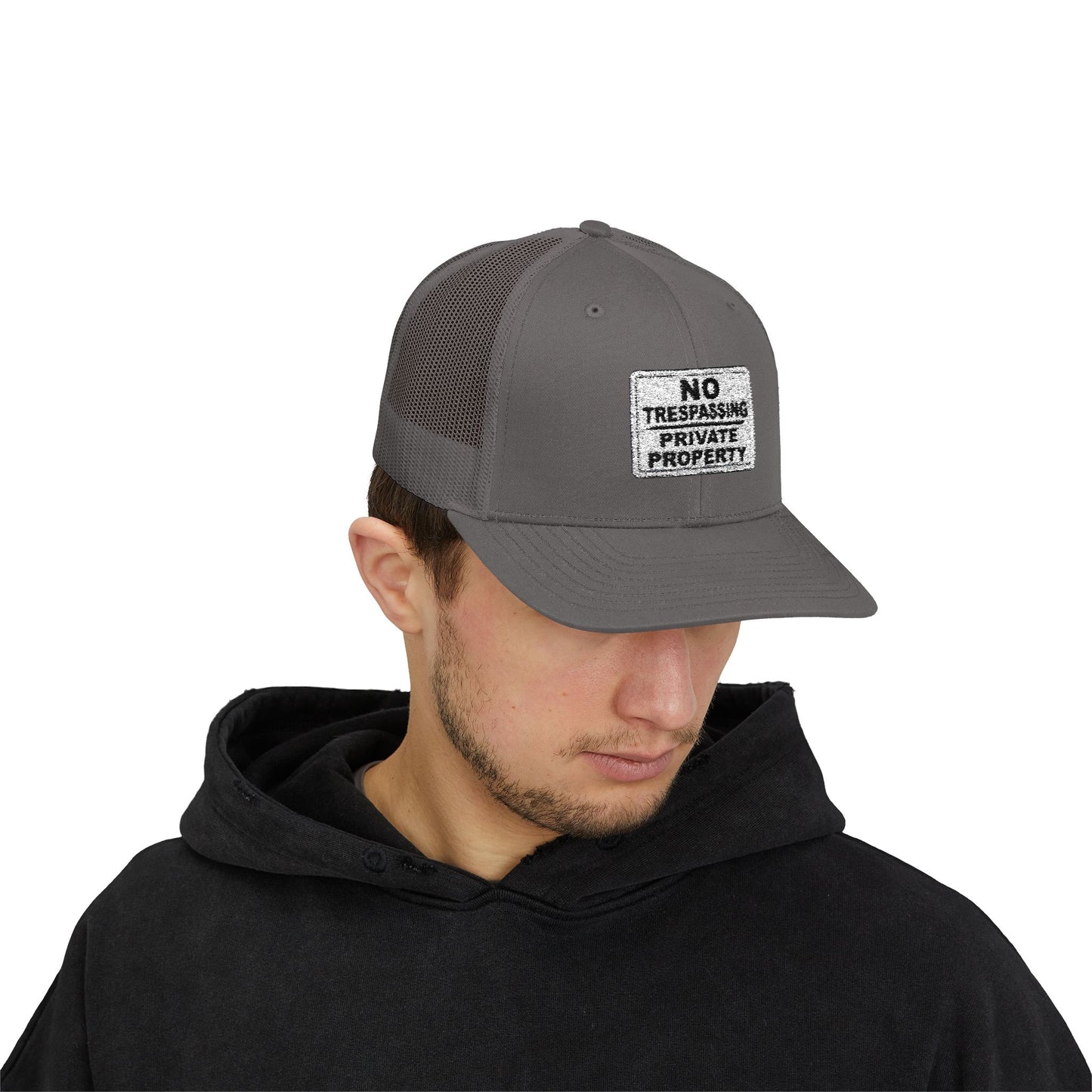 No Trespassing Snapback Trucker Cap, Outdoor Adventure Hat, Unique Gift for him, Summer Casual Style, Trendy Accessory