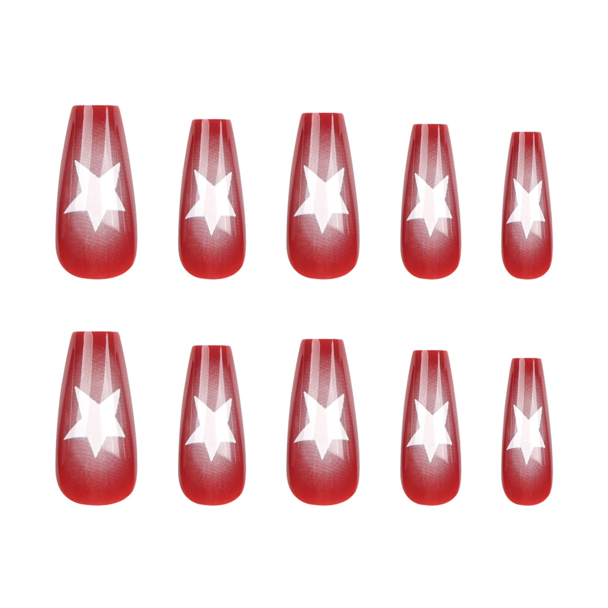 Red French Hot Sale press on nails Patch White Star Pentagram Nail Patch Finished Product Wholesale 365nails – Image 5