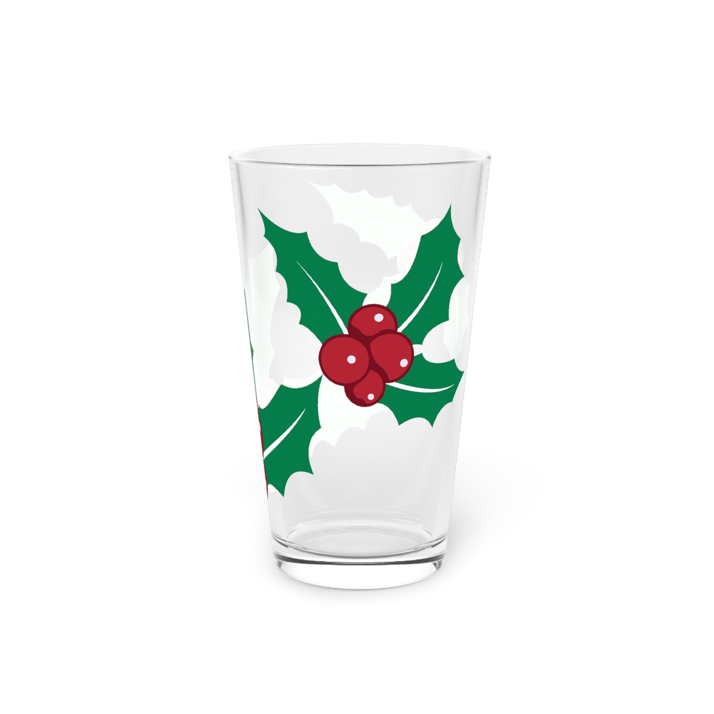Holiday Holly Pint Glass - 16oz | Festive Drinkware for Christmas | Holiday Parties, Gift Ideas, Home Decor, Barware