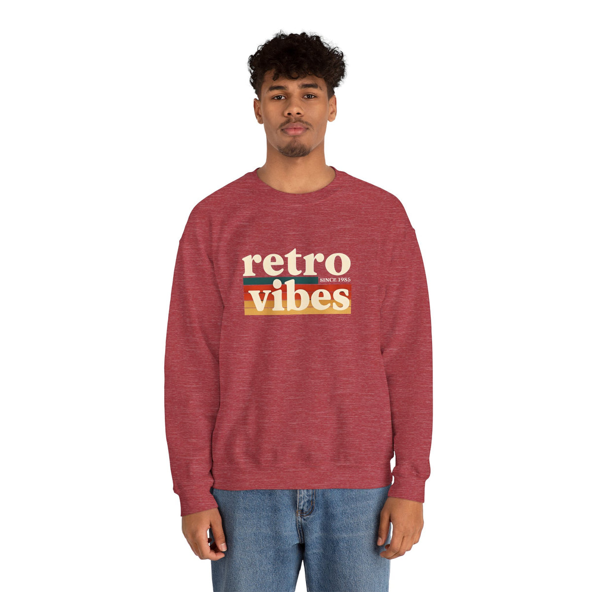 Retro Vibes Crewneck Sweatshirt, Unisex Vintage Style, Cozy Fall Fashion, Gift for Music Lovers, Chill Weekend Wear