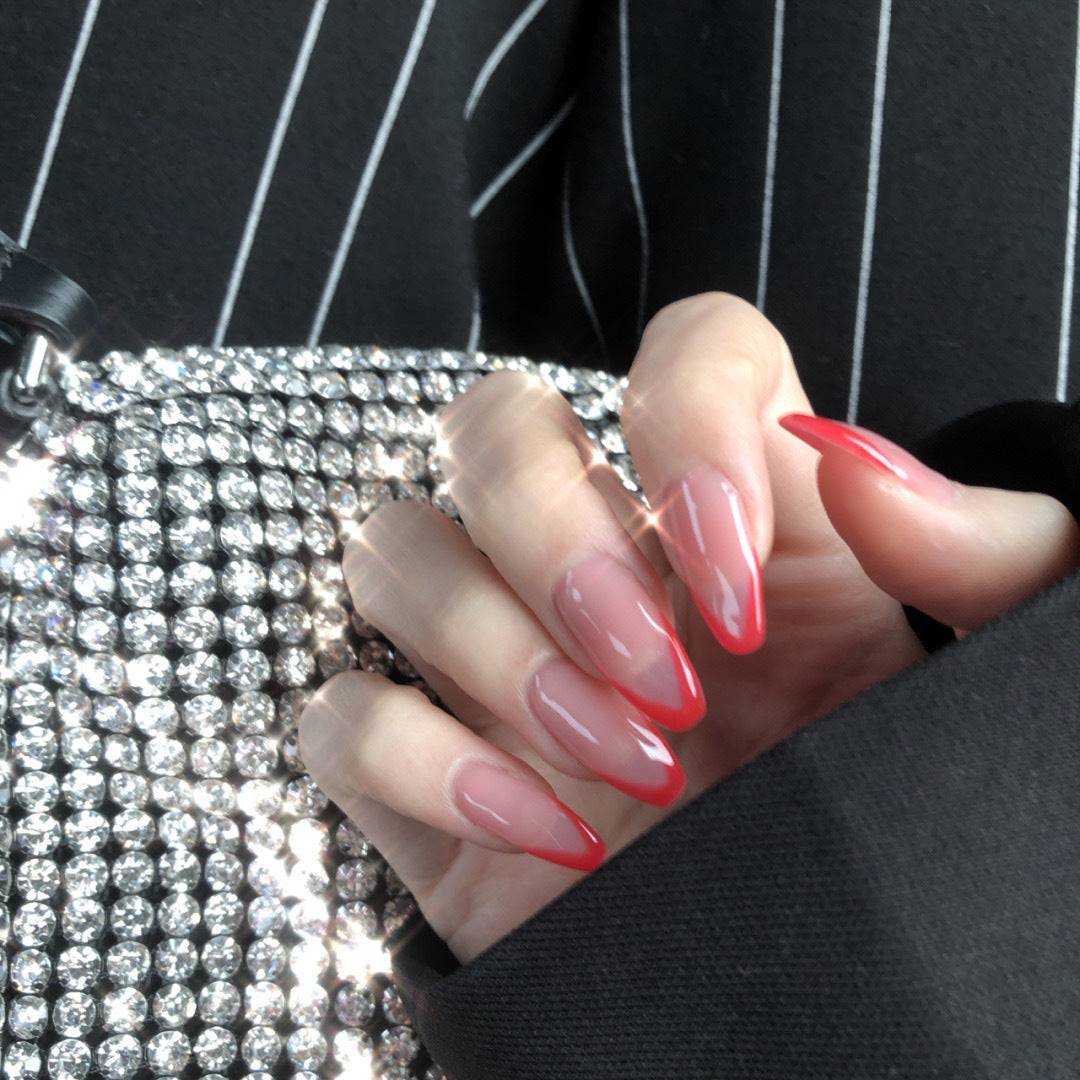 Bevel French short ballet water red press on nails finished fake nail manicure patch nail patch waterproof stall 365nails