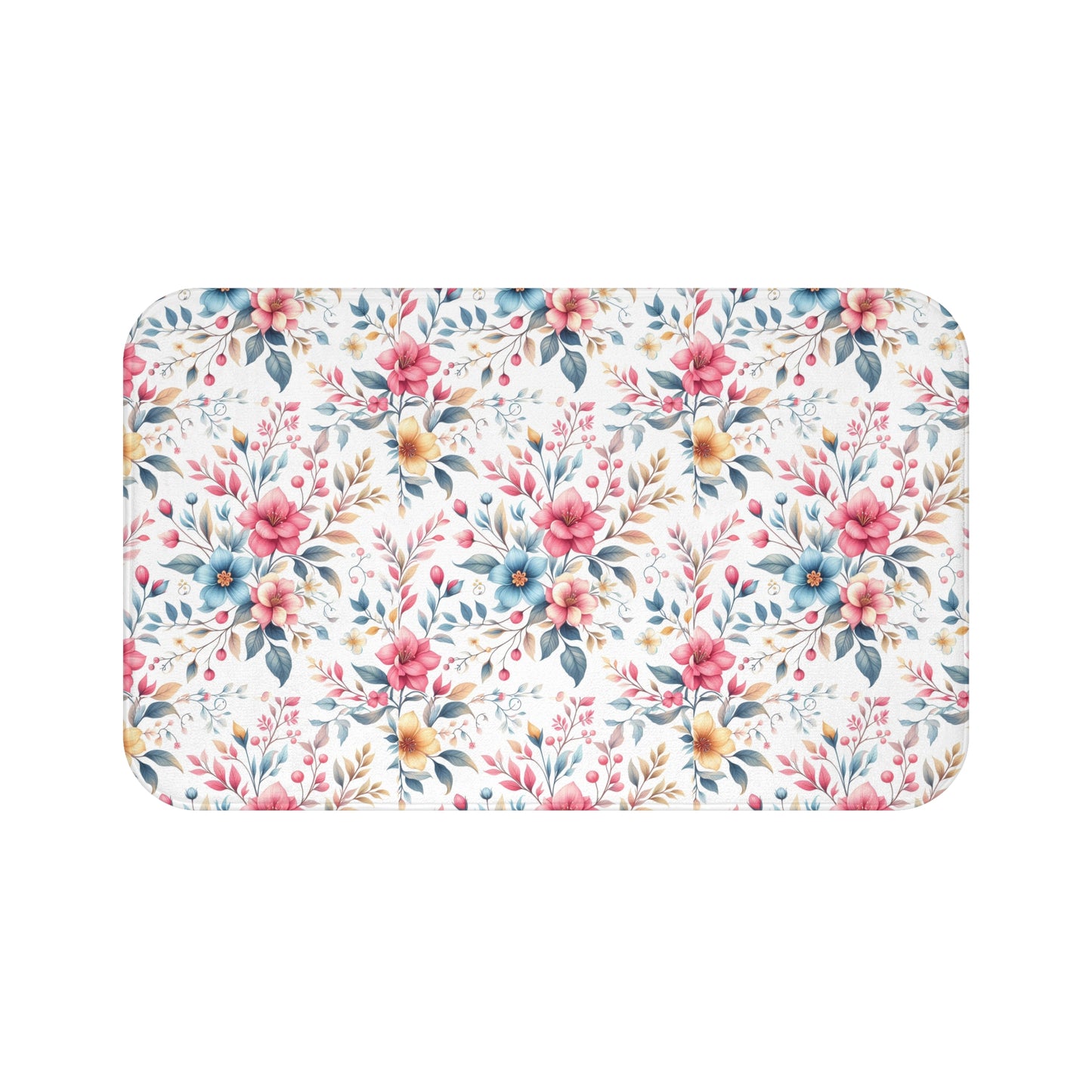 Floral Bath Mat - Cozy Home Decor, Bathroom Accessory, Gift for Her, Flower Pattern Rug, Spring Decor