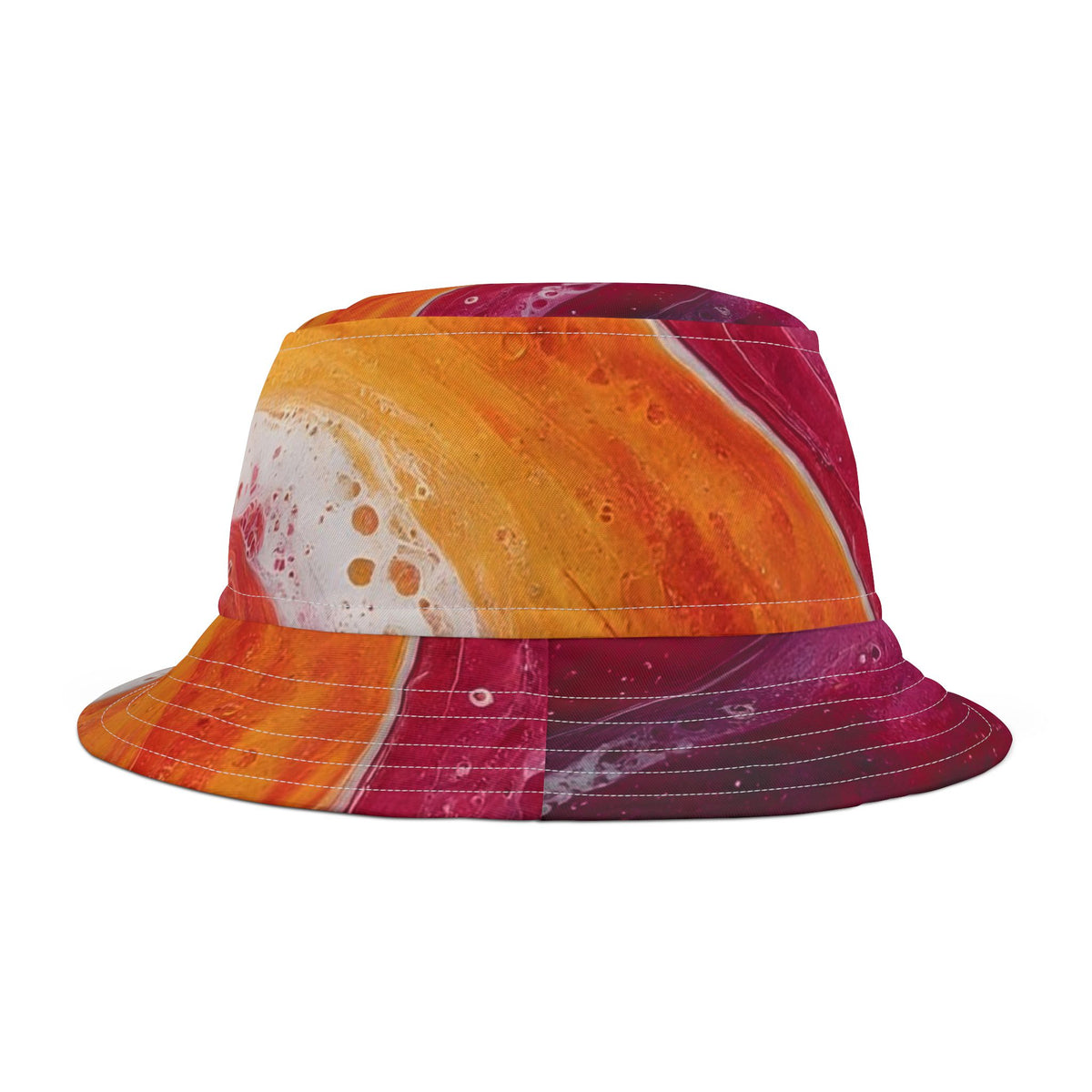 Abstract Sunset Swirl Bucket Hat — Colorful Art AOP Summer Hat