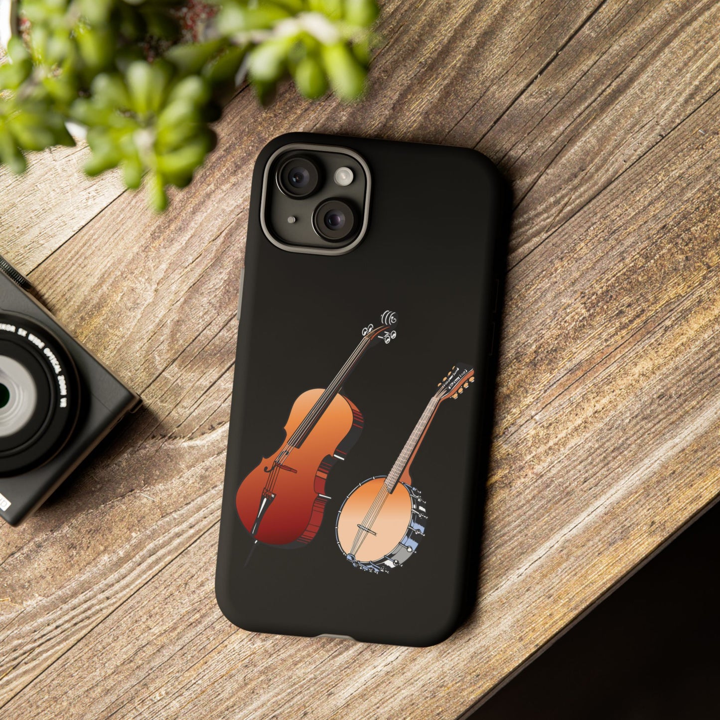 Musical Instrument Phone Case - Violin & Banjo Design, Music Lover Gift, Unique Phone Cover, Holiday Gift, Durable Tough Cases