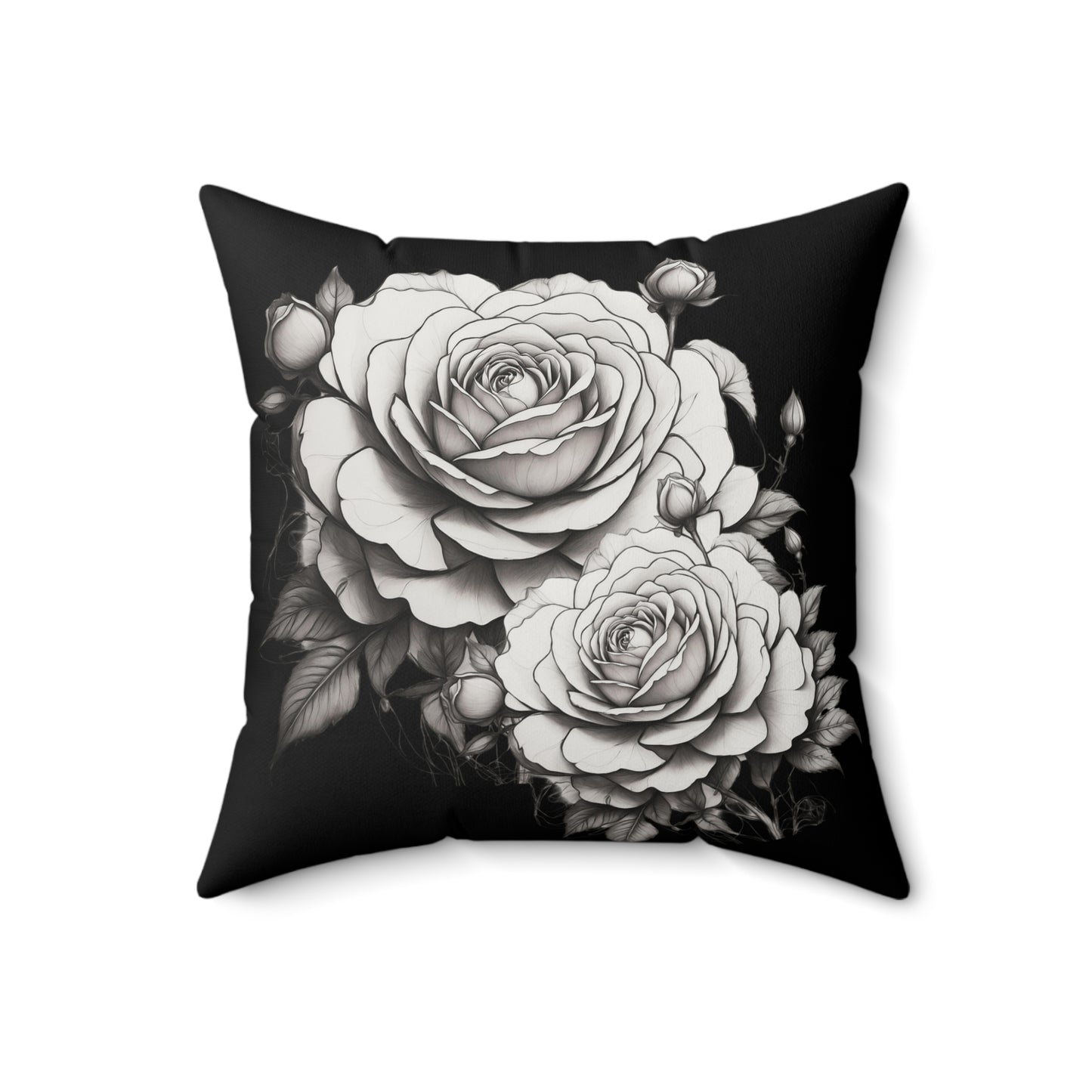 Elegant Floral Decorative Pillow, Home Decor, Gift for Her, Black and White Cushion, Boho Chic Pillow