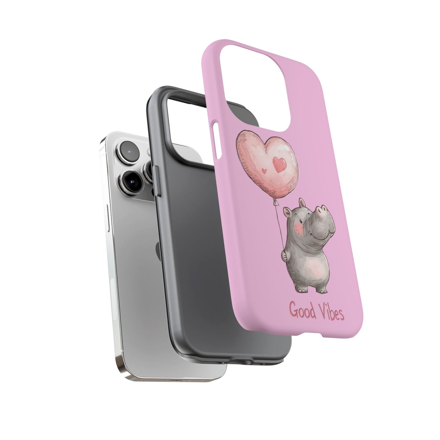 Cute Hippo Phone Case | Good Vibes, Gift for Friends, Cute Phone Accessories, Animal Lover Gift, Happy Phone Cover