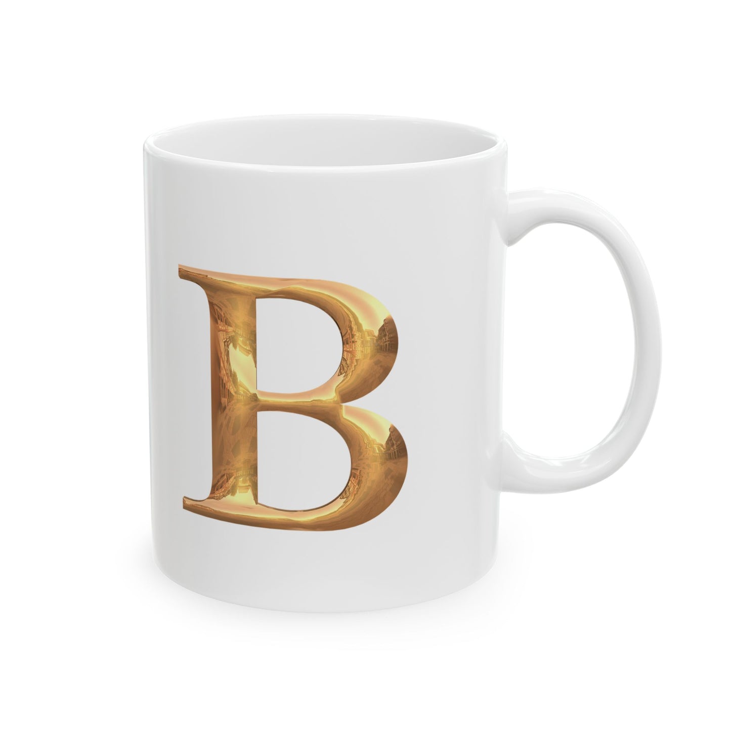 Elegant Gold Letter Mug | Personalized Coffee Cup, Letter B