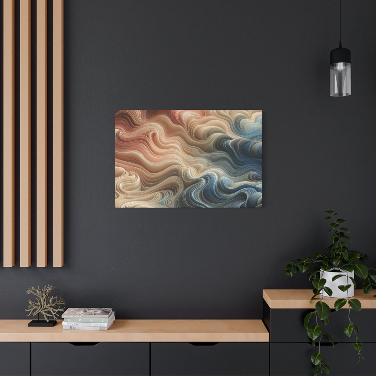 Abstract Swirl Matte Canvas Wall Art — Fluid Earth Tones, Stretched 1.25"