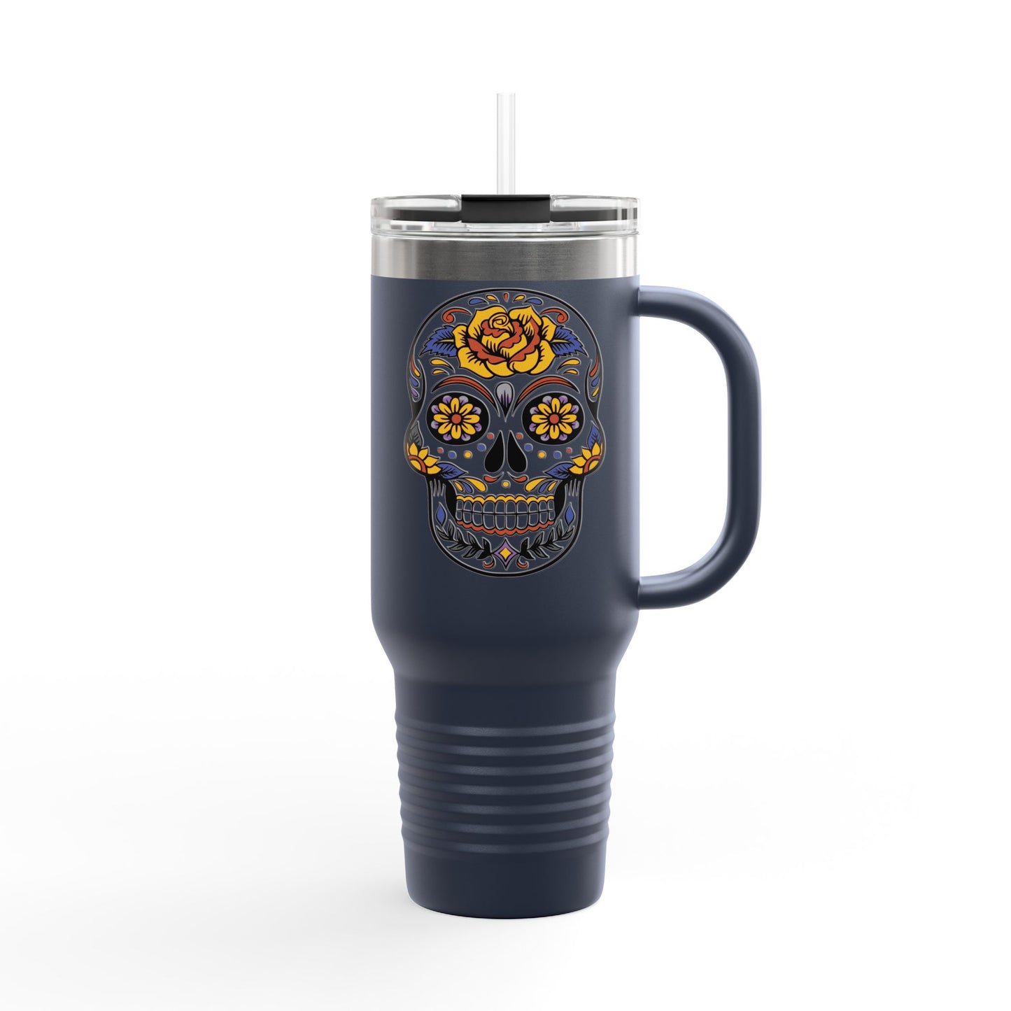 Day of the Dead Insulated Travel Mug, 40oz Skull Design, Coffee Tumbler, Gift