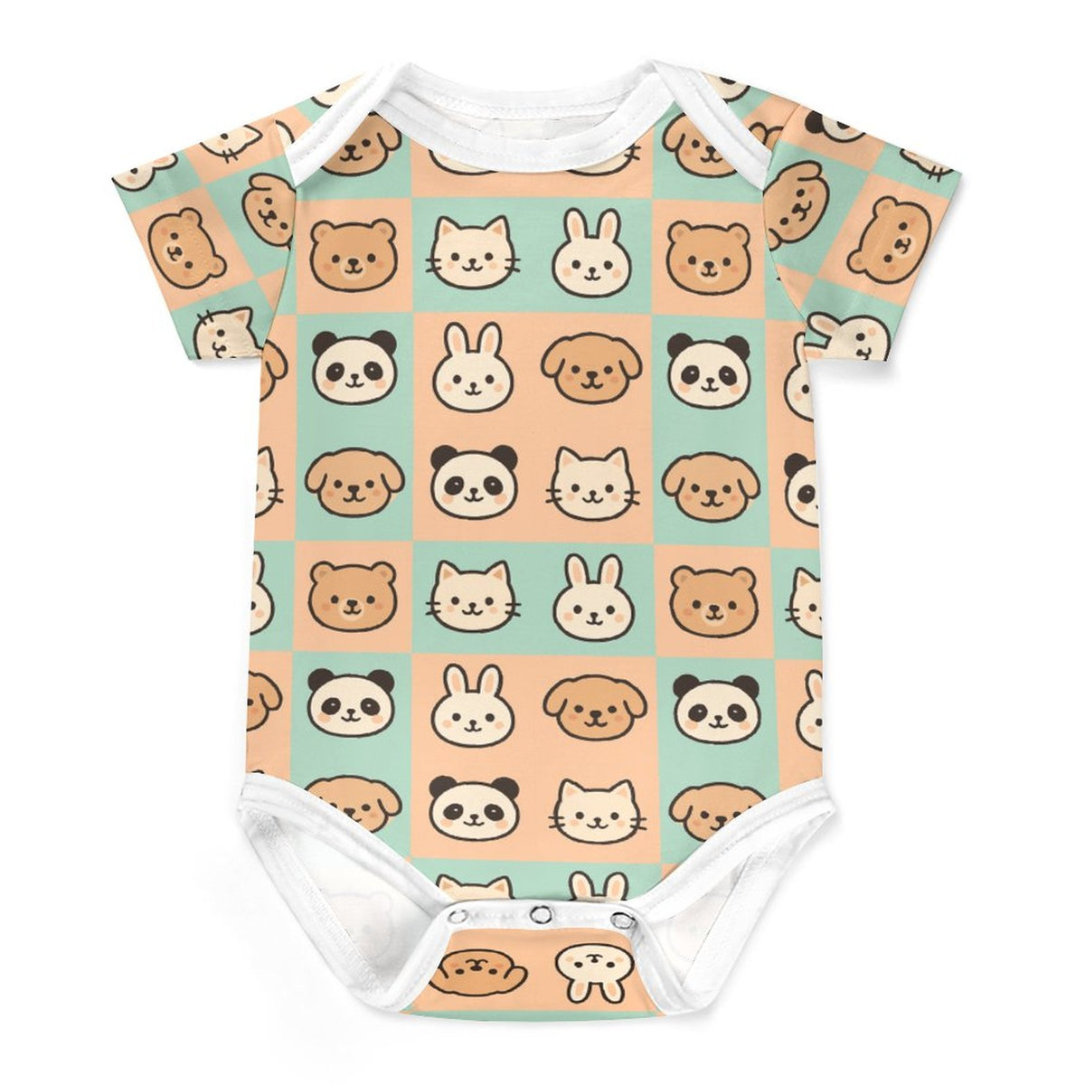 Faux Cotton Short Sleeve Baby Romper cutie animals