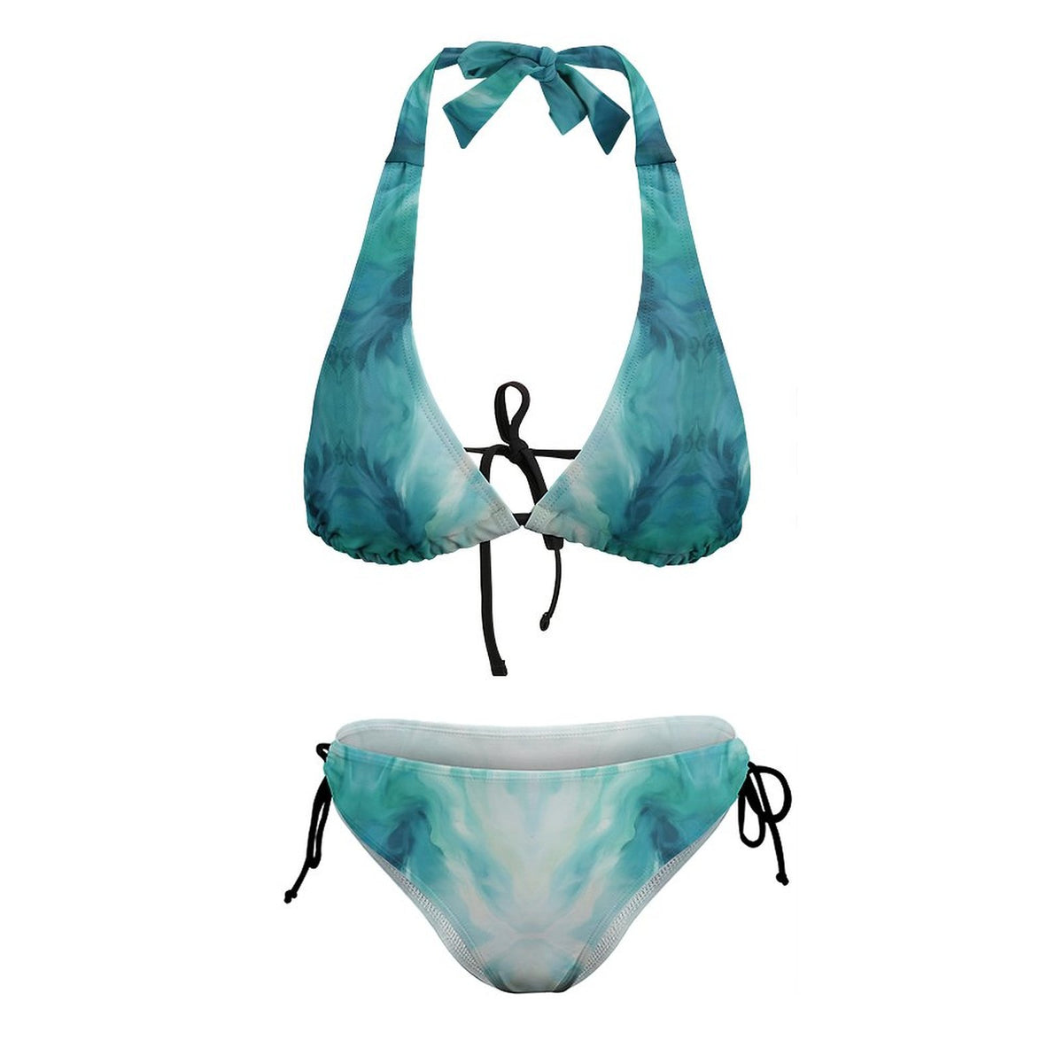 Two Piece Halter Swimsuit Ocean Blue